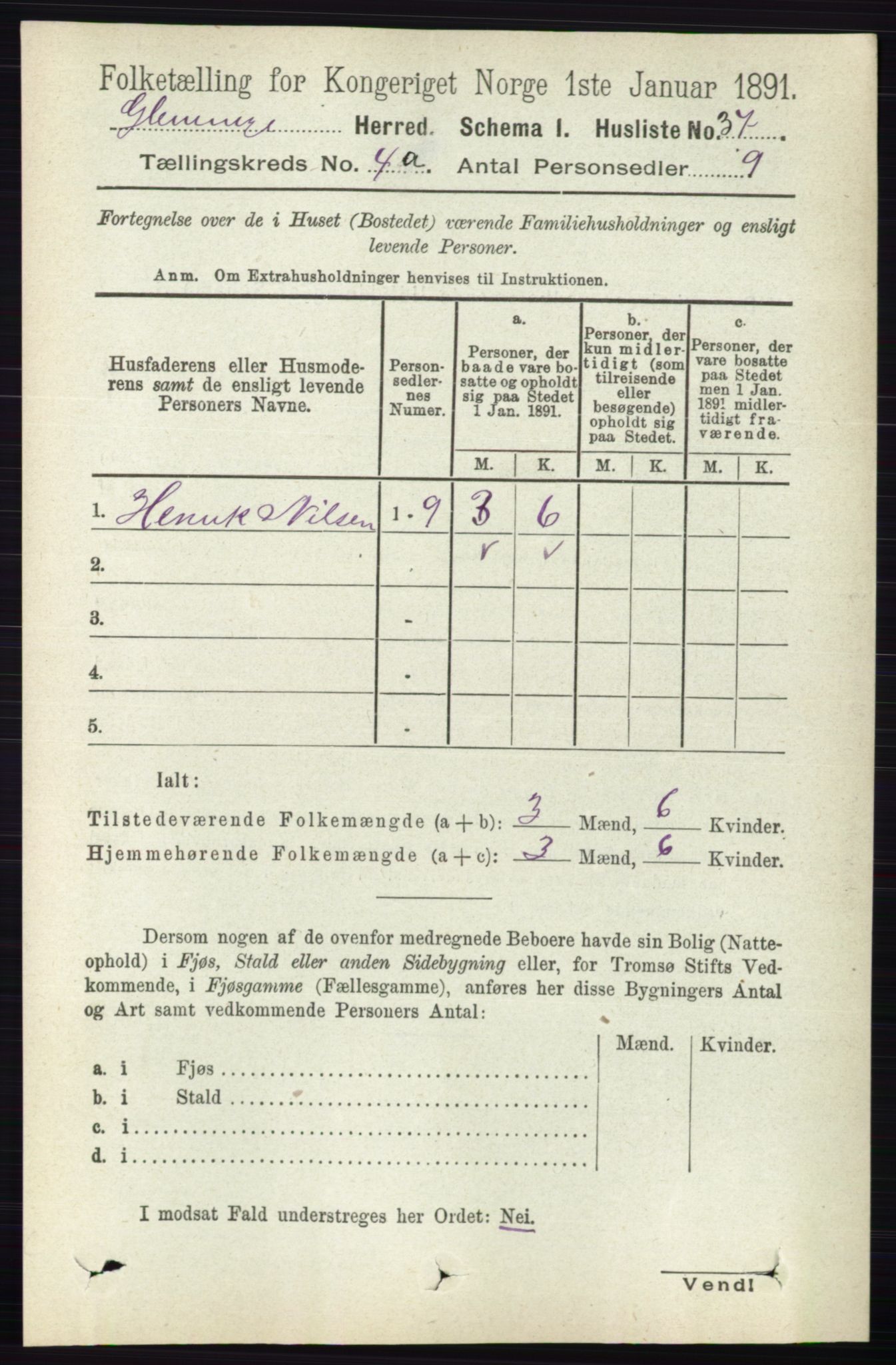 RA, Folketelling 1891 for 0132 Glemmen herred, 1891, s. 3376