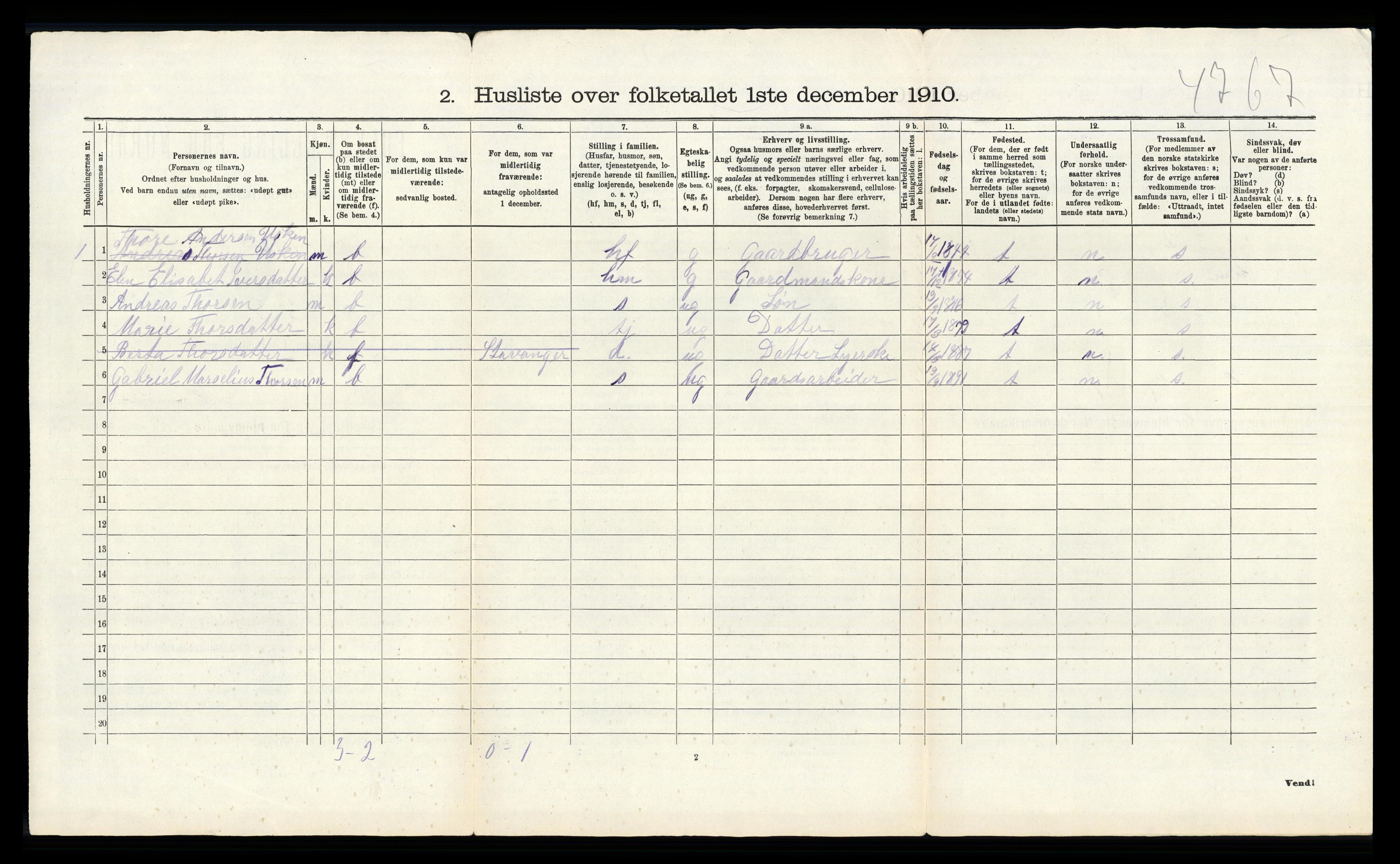 RA, Folketelling 1910 for 1126 Hetland herred, 1910, s. 64