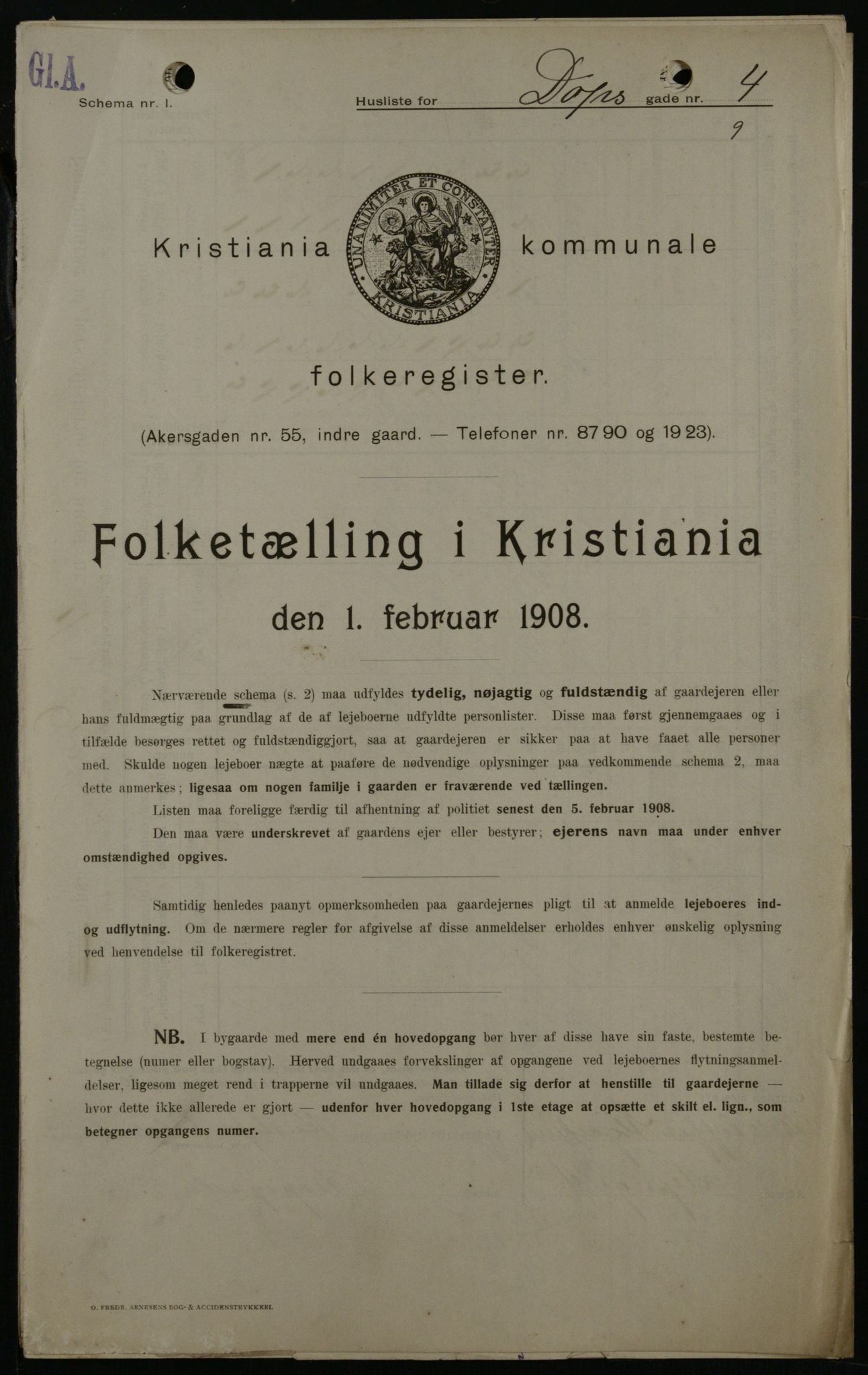 OBA, Kommunal folketelling 1.2.1908 for Kristiania kjøpstad, 1908, s. 14800