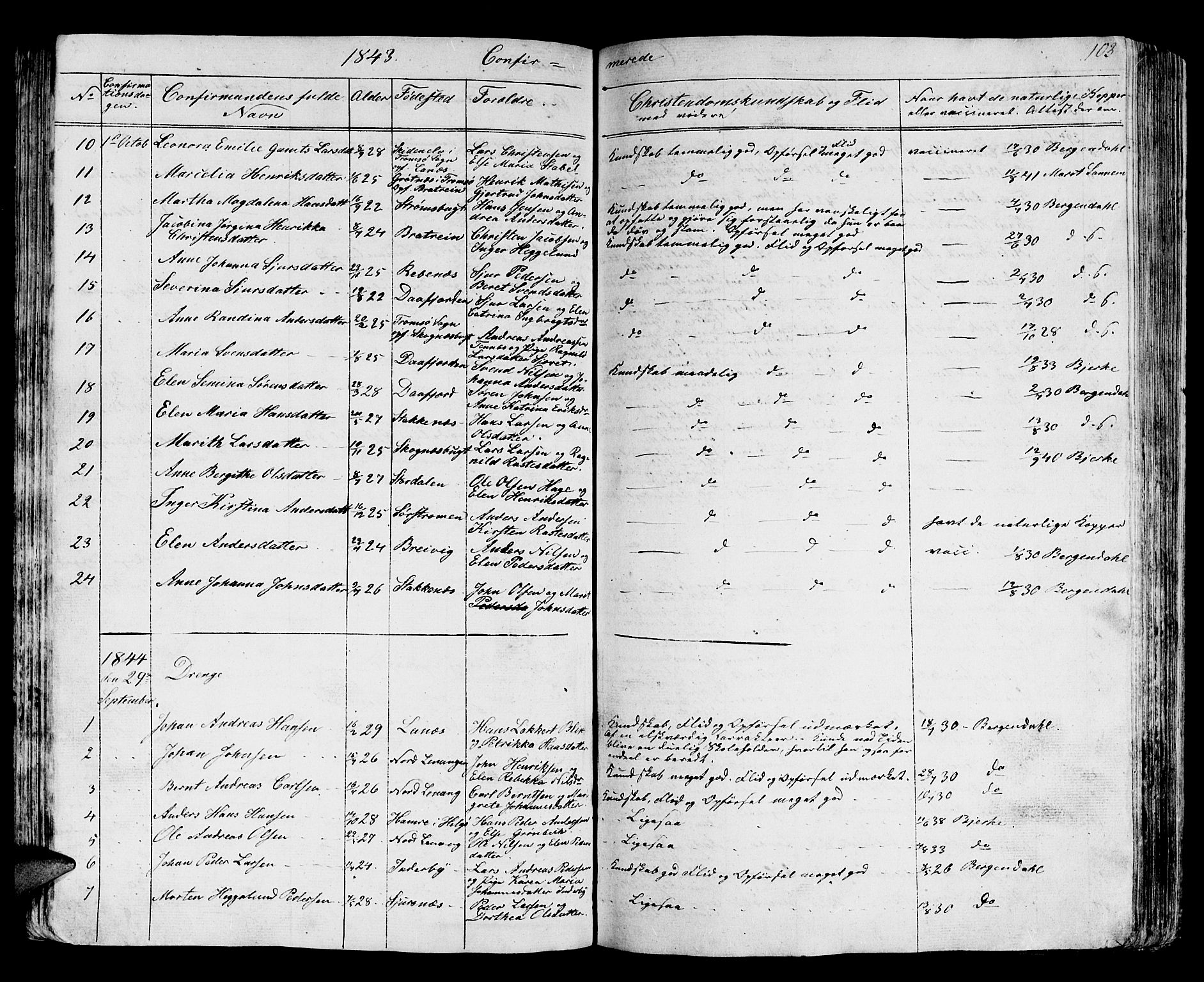 Karlsøy sokneprestembete, SATØ/S-1299/H/Ha/Hab/L0002klokker: Klokkerbok nr. 2, 1843-1861, s. 103