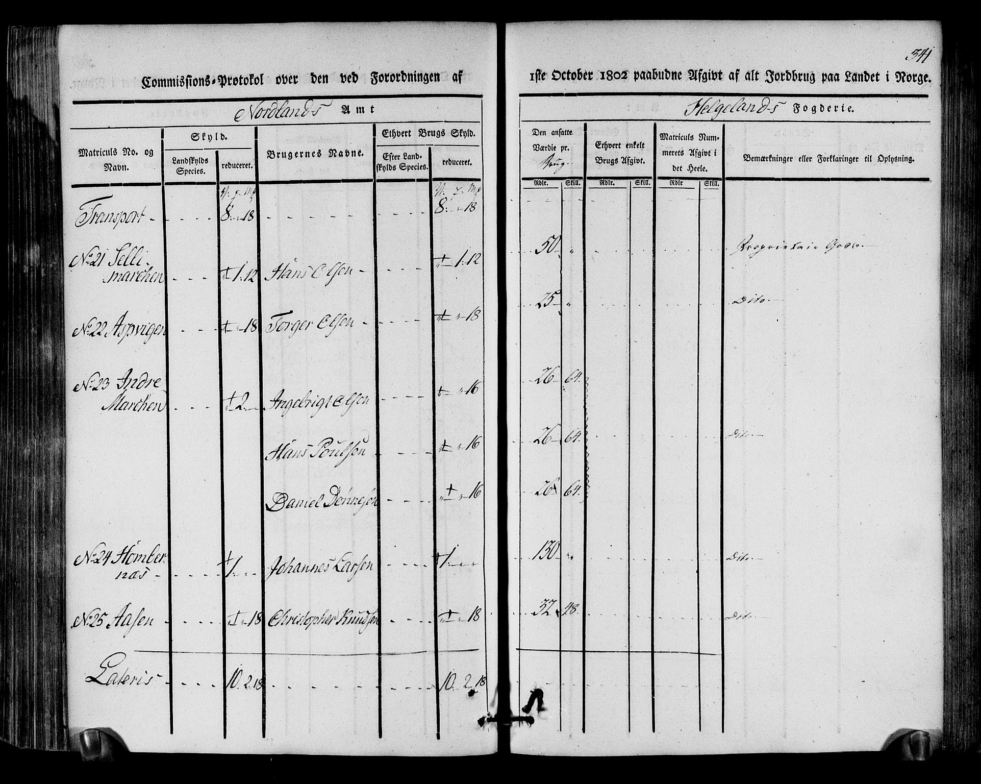 Rentekammeret inntil 1814, Realistisk ordnet avdeling, RA/EA-4070/N/Ne/Nea/L0157: Helgeland fogderi. Kommisjonsprotokoll, 1803, s. 340