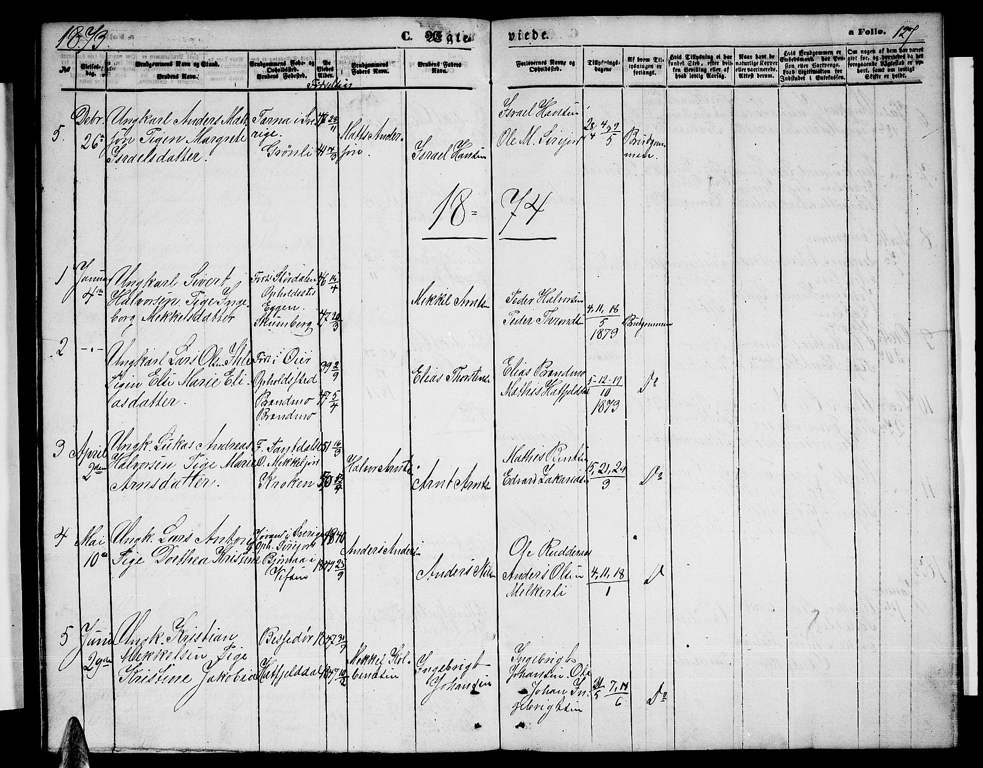 Ministerialprotokoller, klokkerbøker og fødselsregistre - Nordland, AV/SAT-A-1459/823/L0329: Klokkerbok nr. 823C01, 1865-1878, s. 127
