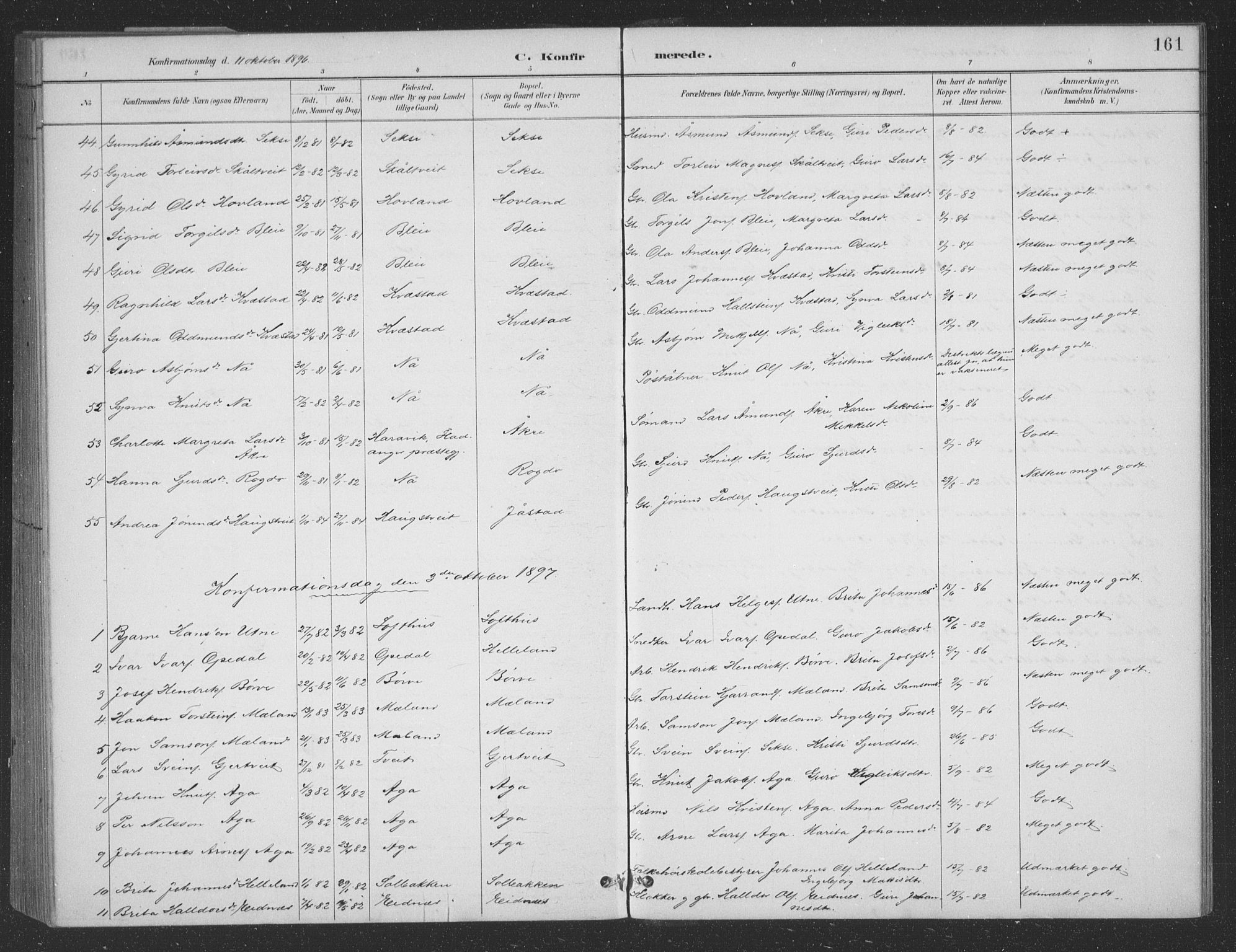 Ullensvang sokneprestembete, AV/SAB-A-78701/H/Hab: Klokkerbok nr. B 11, 1887-1939, s. 161