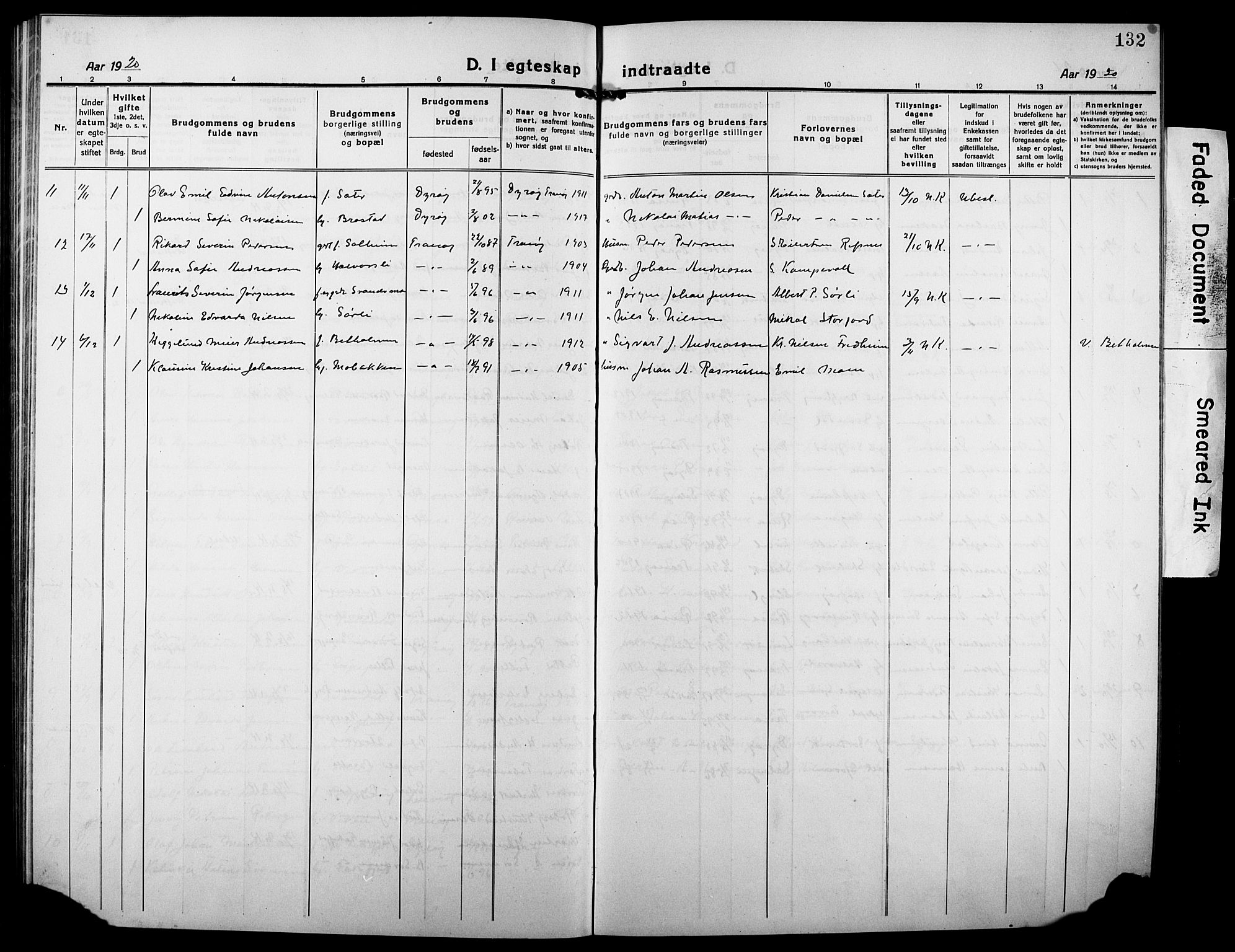 Tranøy sokneprestkontor, AV/SATØ-S-1313/I/Ia/Iab/L0006klokker: Klokkerbok nr. 6, 1919-1932, s. 132