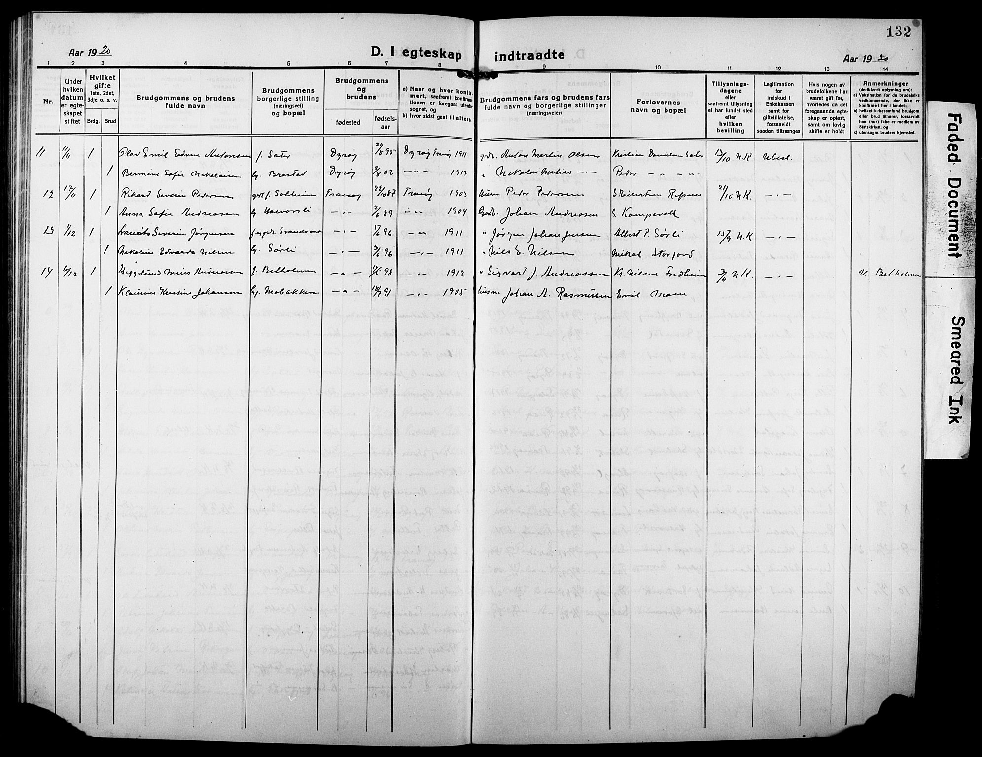 Tranøy sokneprestkontor, SATØ/S-1313/I/Ia/Iab/L0006klokker: Klokkerbok nr. 6, 1919-1932, s. 132