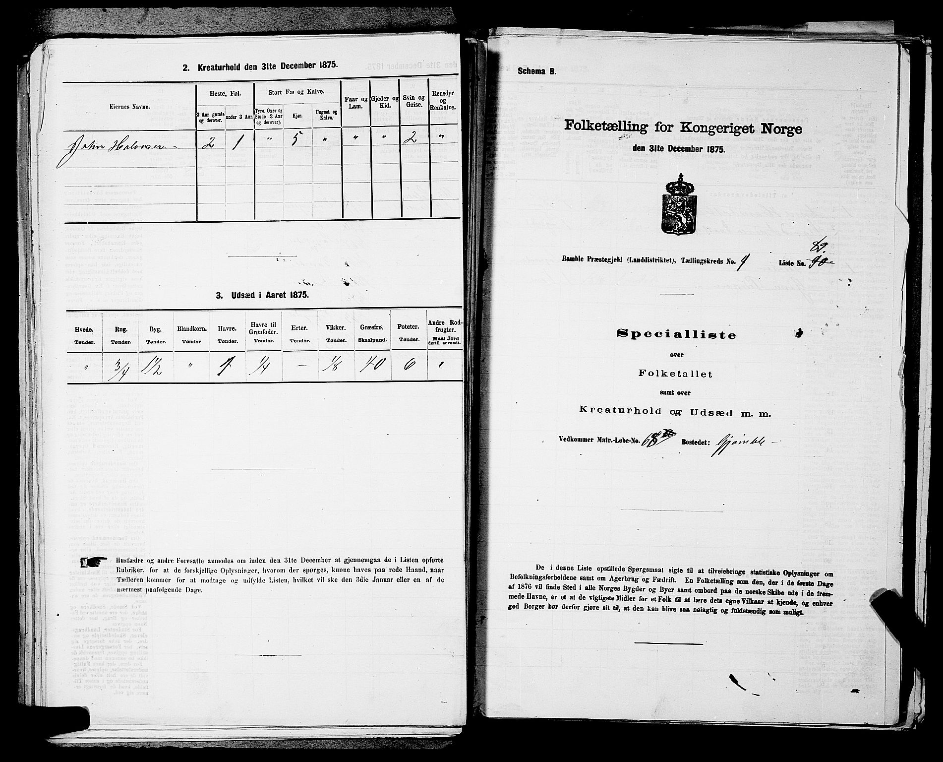 SAKO, Folketelling 1875 for 0814L Bamble prestegjeld, Bamble sokn, 1875, s. 713