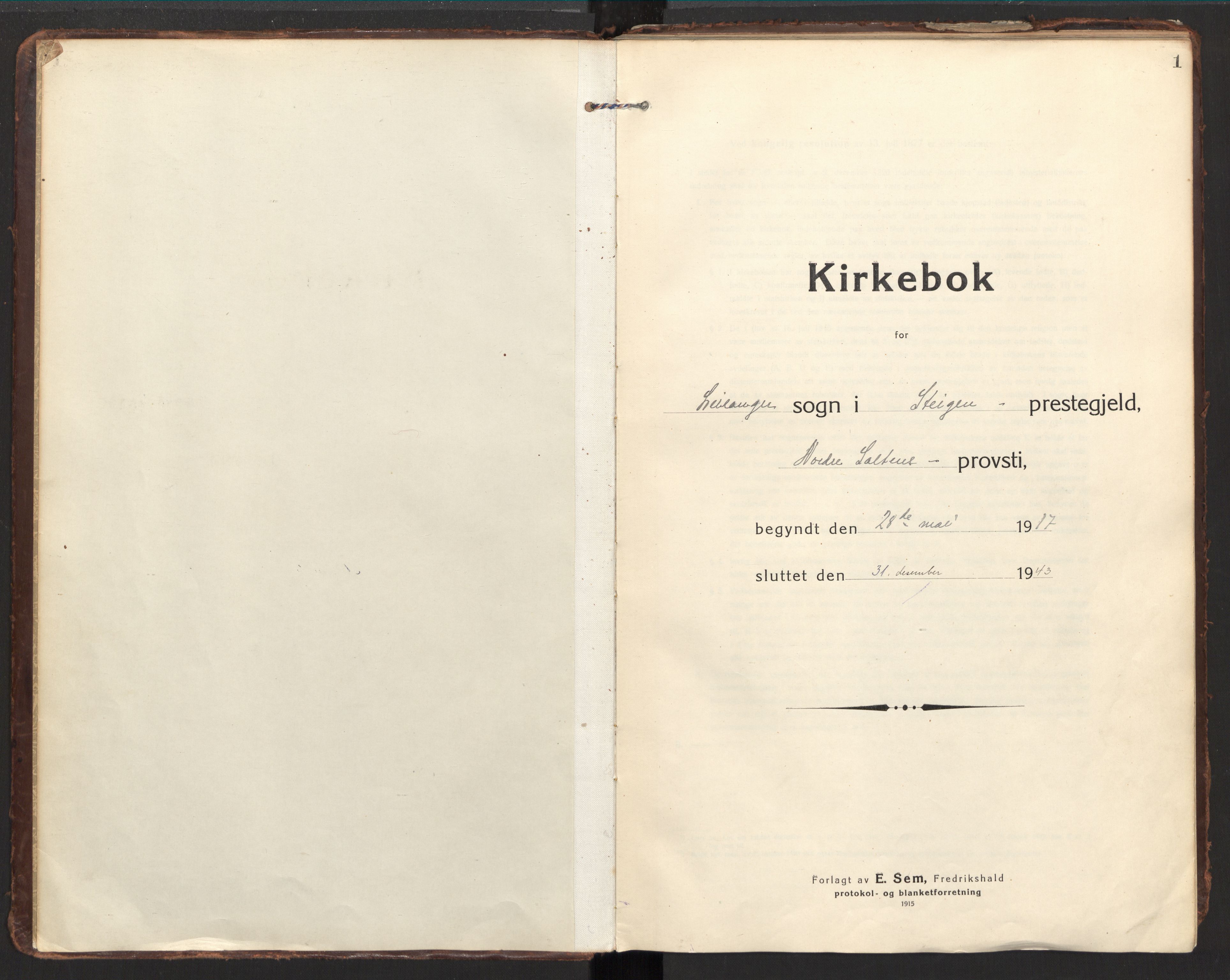 Ministerialprotokoller, klokkerbøker og fødselsregistre - Nordland, SAT/A-1459/857/L0824: Ministerialbok nr. 857A04, 1917-1943, s. 1