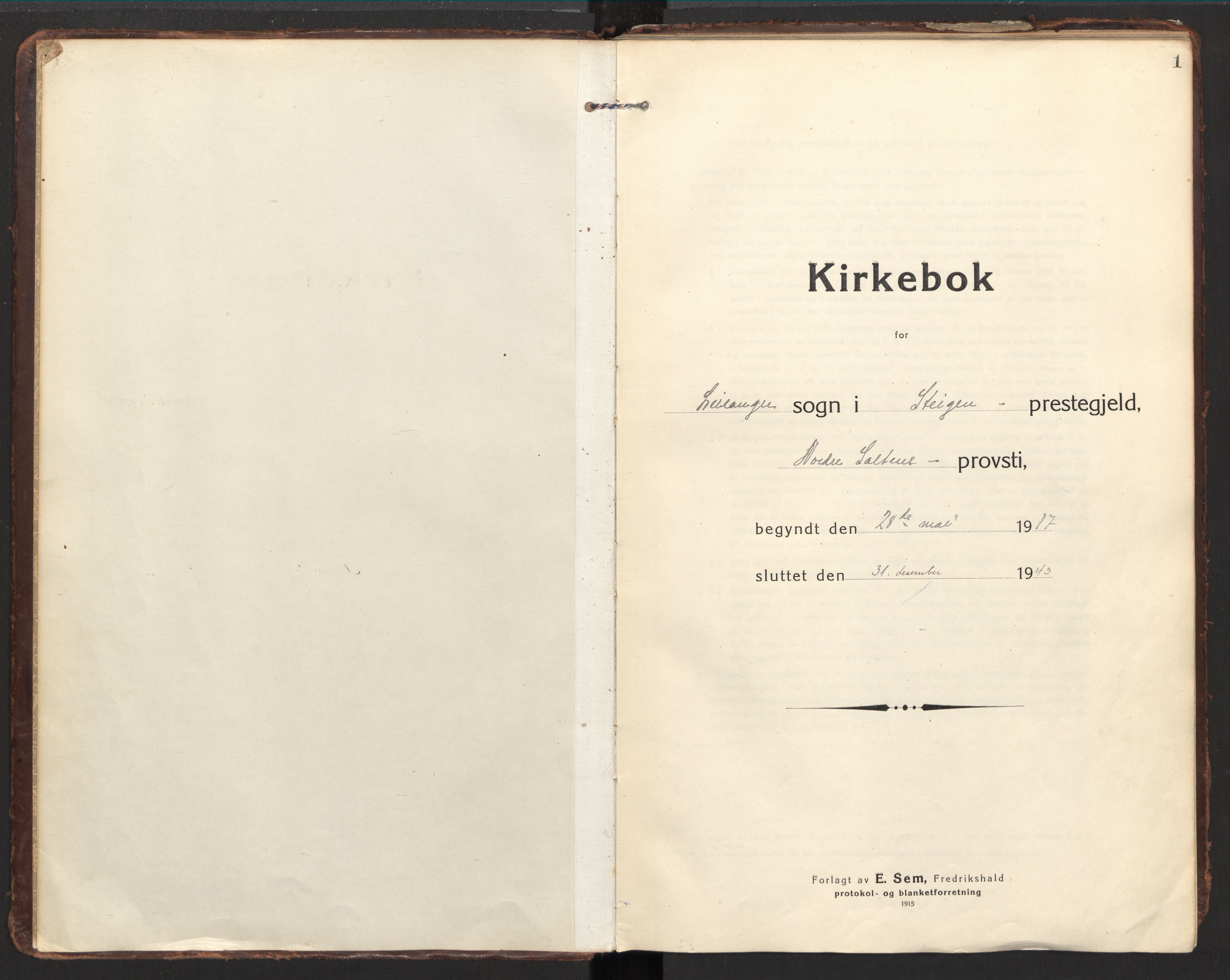 Ministerialprotokoller, klokkerbøker og fødselsregistre - Nordland, AV/SAT-A-1459/857/L0824: Ministerialbok nr. 857A04, 1917-1943, s. 1