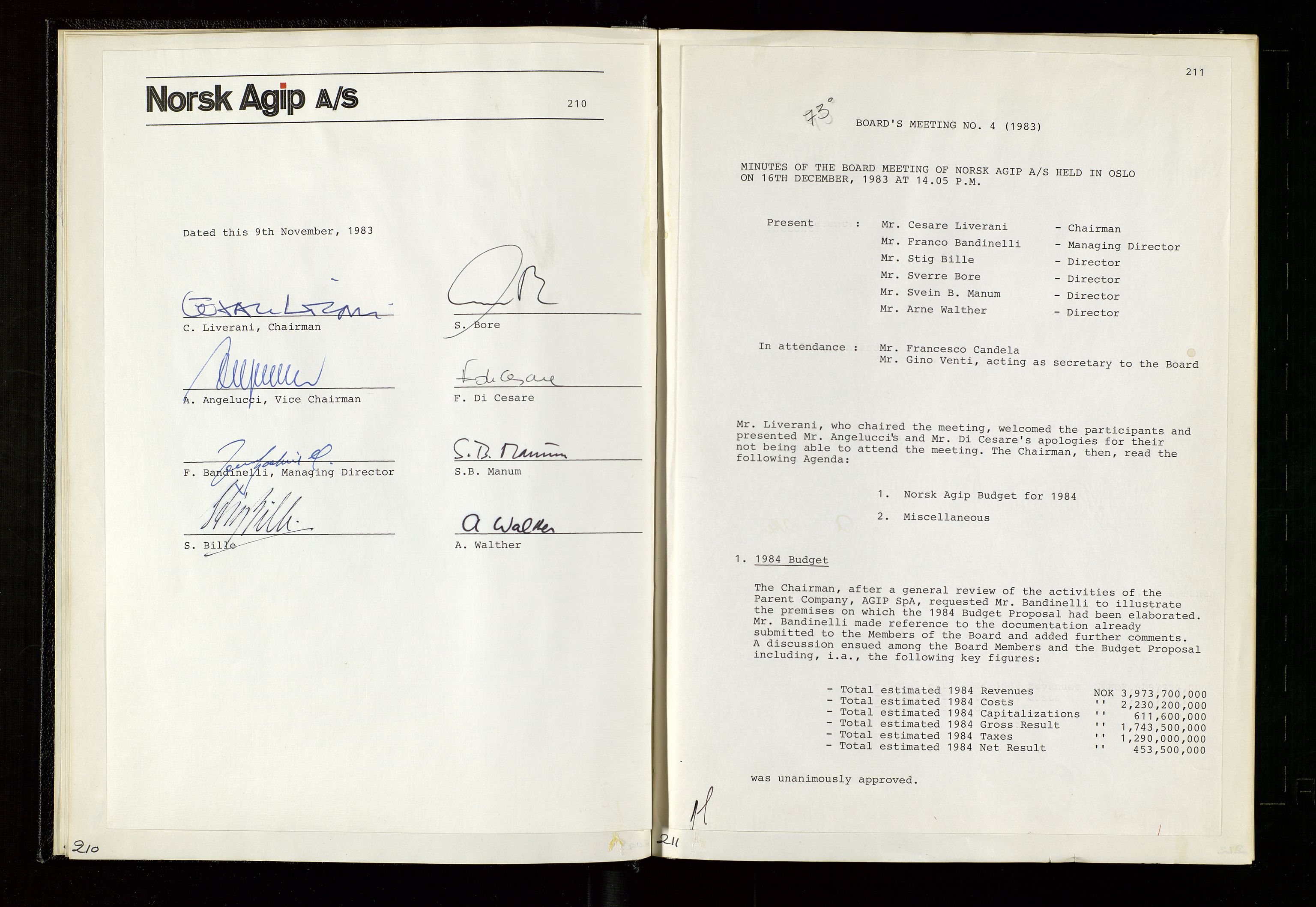 Pa 1583 - Norsk Agip AS, SAST/A-102138/A/Aa/L0003: Board of Directors meeting minutes, 1979-1983, s. 210-211