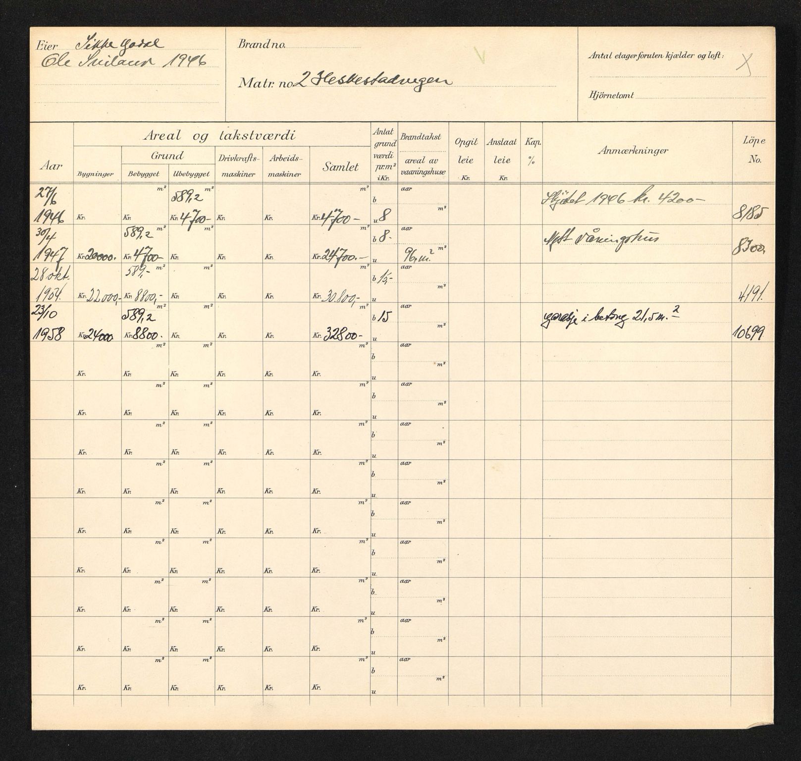 Stavanger kommune. Skattetakstvesenet, BYST/A-0440/F/Fa/Faa/L0017/0007: Skattetakstkort / Hertervigs plass 1 - Hesbygata - Heskestadveien 21