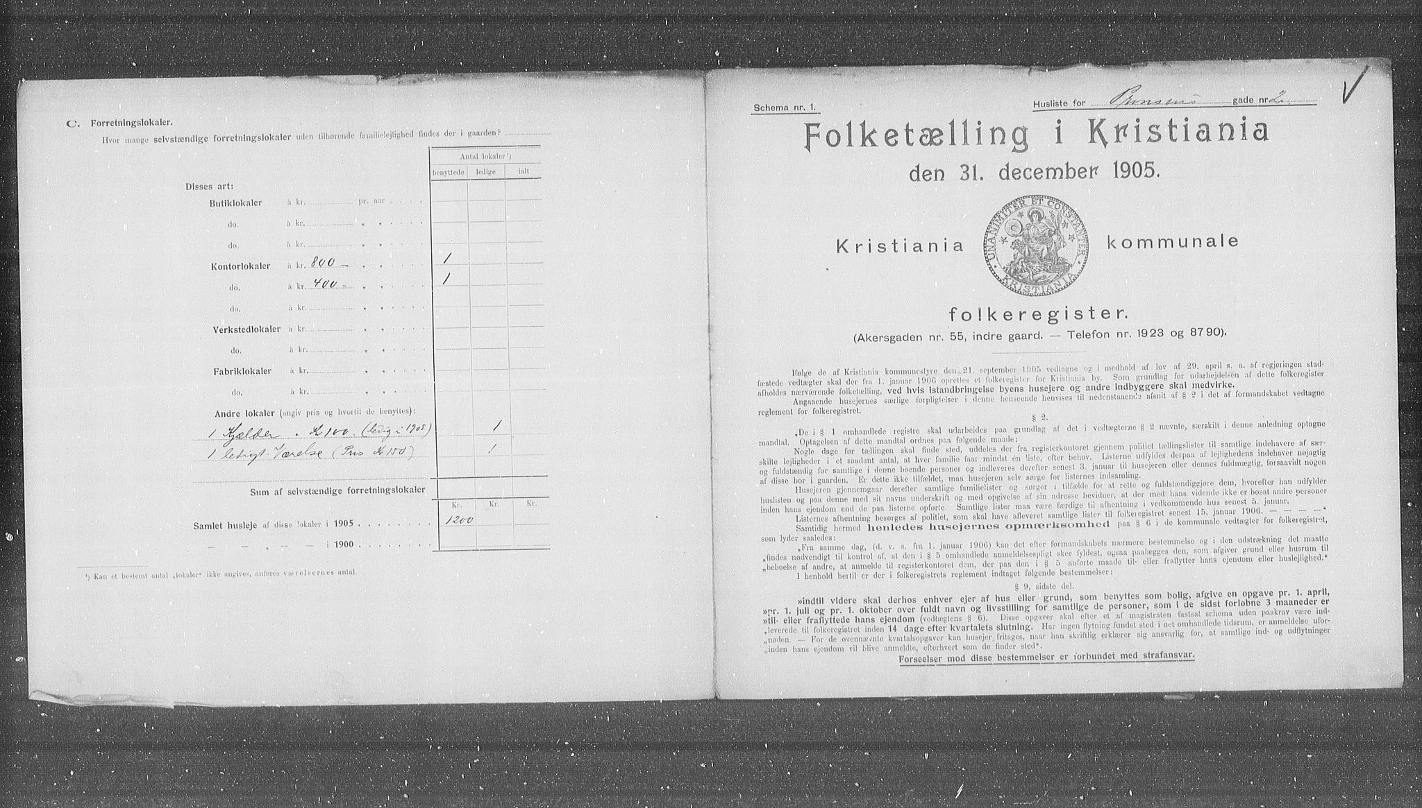 OBA, Kommunal folketelling 31.12.1905 for Kristiania kjøpstad, 1905, s. 42582