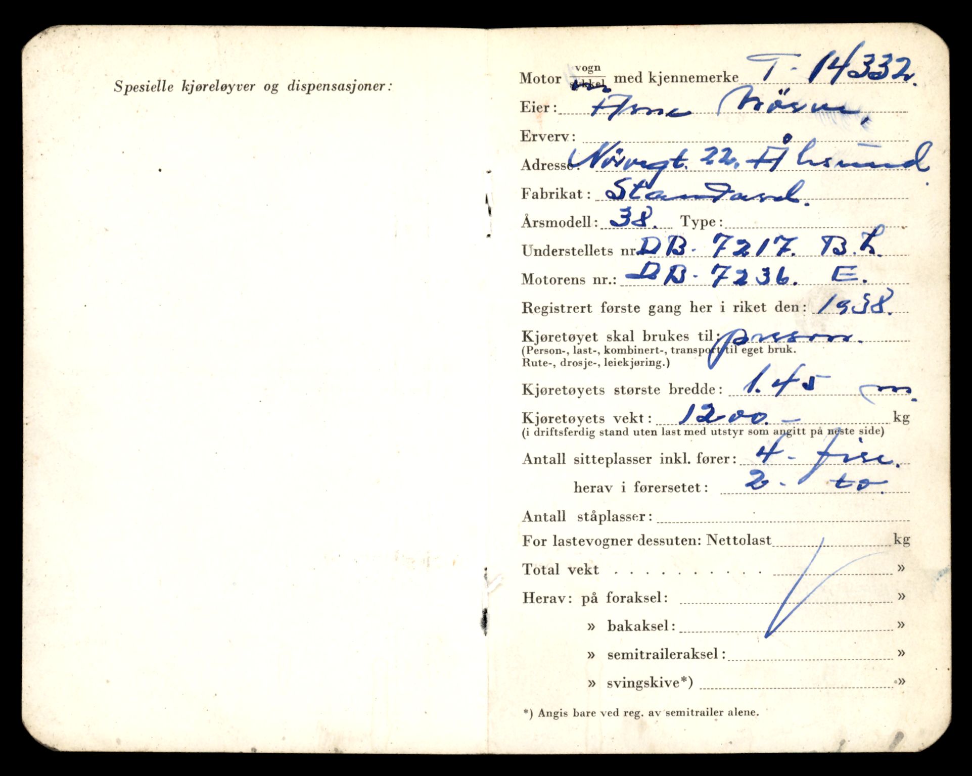 Møre og Romsdal vegkontor - Ålesund trafikkstasjon, AV/SAT-A-4099/F/Fe/L0045: Registreringskort for kjøretøy T 14320 - T 14444, 1927-1998, s. 341