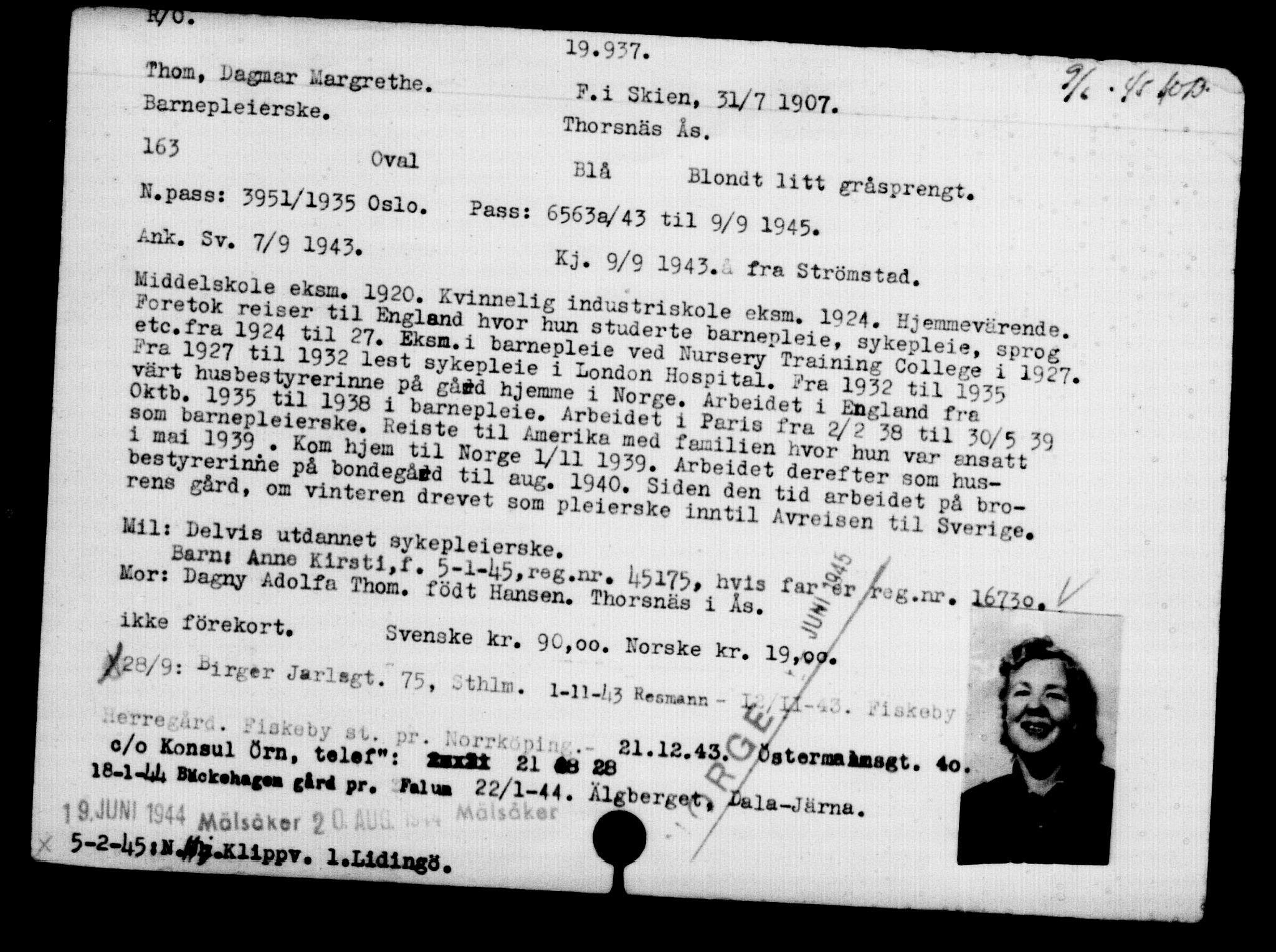 Utenriksstasjonene, Legasjonen i Stockholm, Flyktningkontoret, AV/RA-S-6753/V/Va/L0009: Kjesäterkartoteket, flyktninger med registreringsnr. 18502-22048, 1940-1945, s. 1596