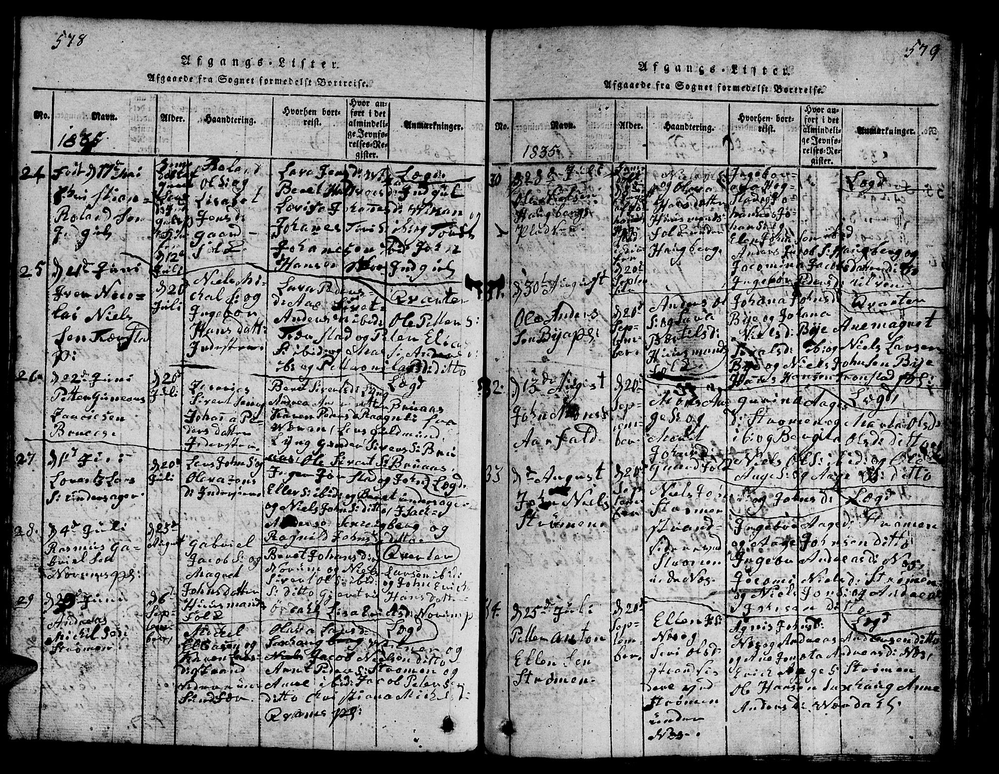 Ministerialprotokoller, klokkerbøker og fødselsregistre - Nord-Trøndelag, SAT/A-1458/730/L0298: Klokkerbok nr. 730C01, 1816-1849, s. 578-579