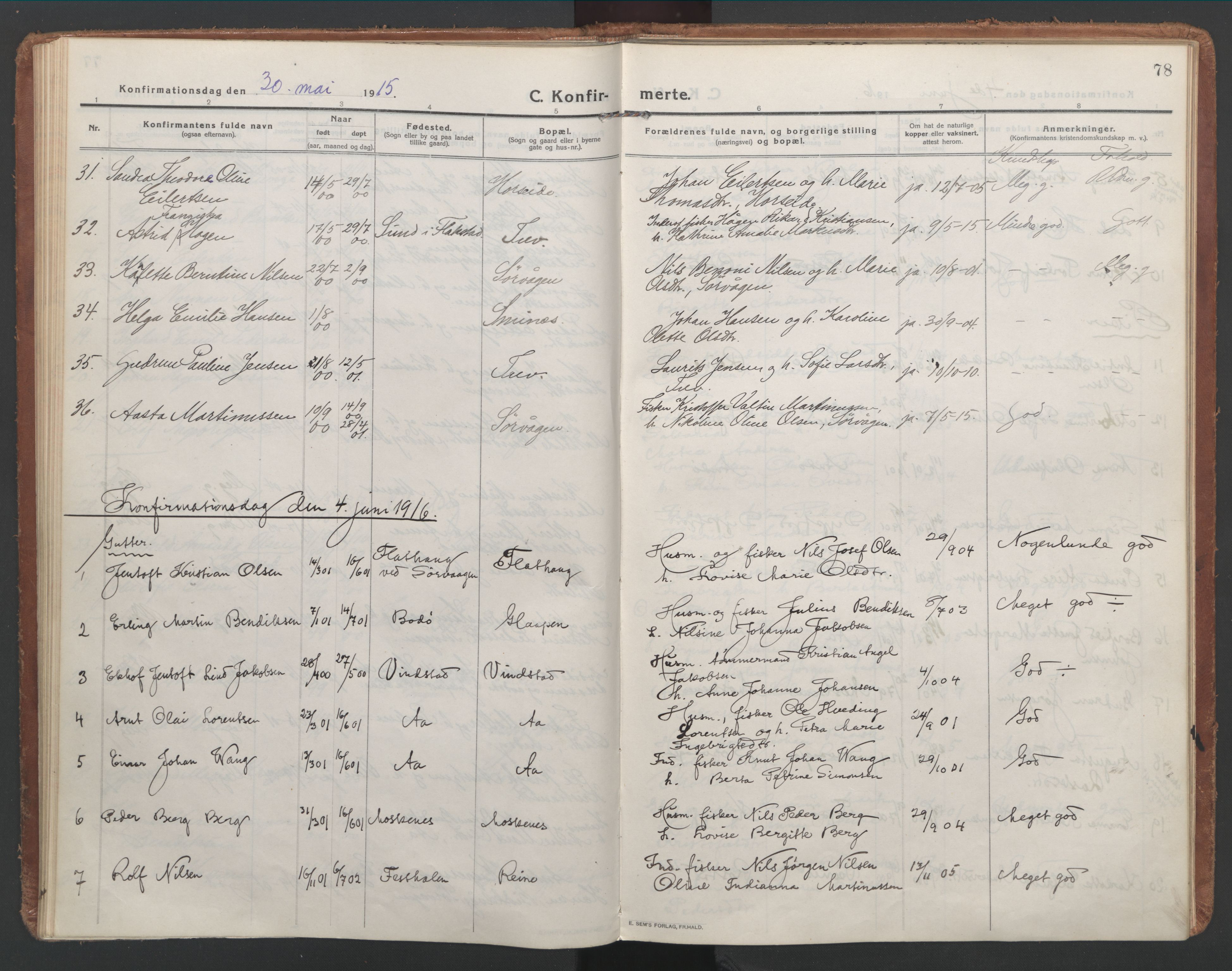 Ministerialprotokoller, klokkerbøker og fødselsregistre - Nordland, SAT/A-1459/886/L1222: Ministerialbok nr. 886A04, 1914-1926, s. 78