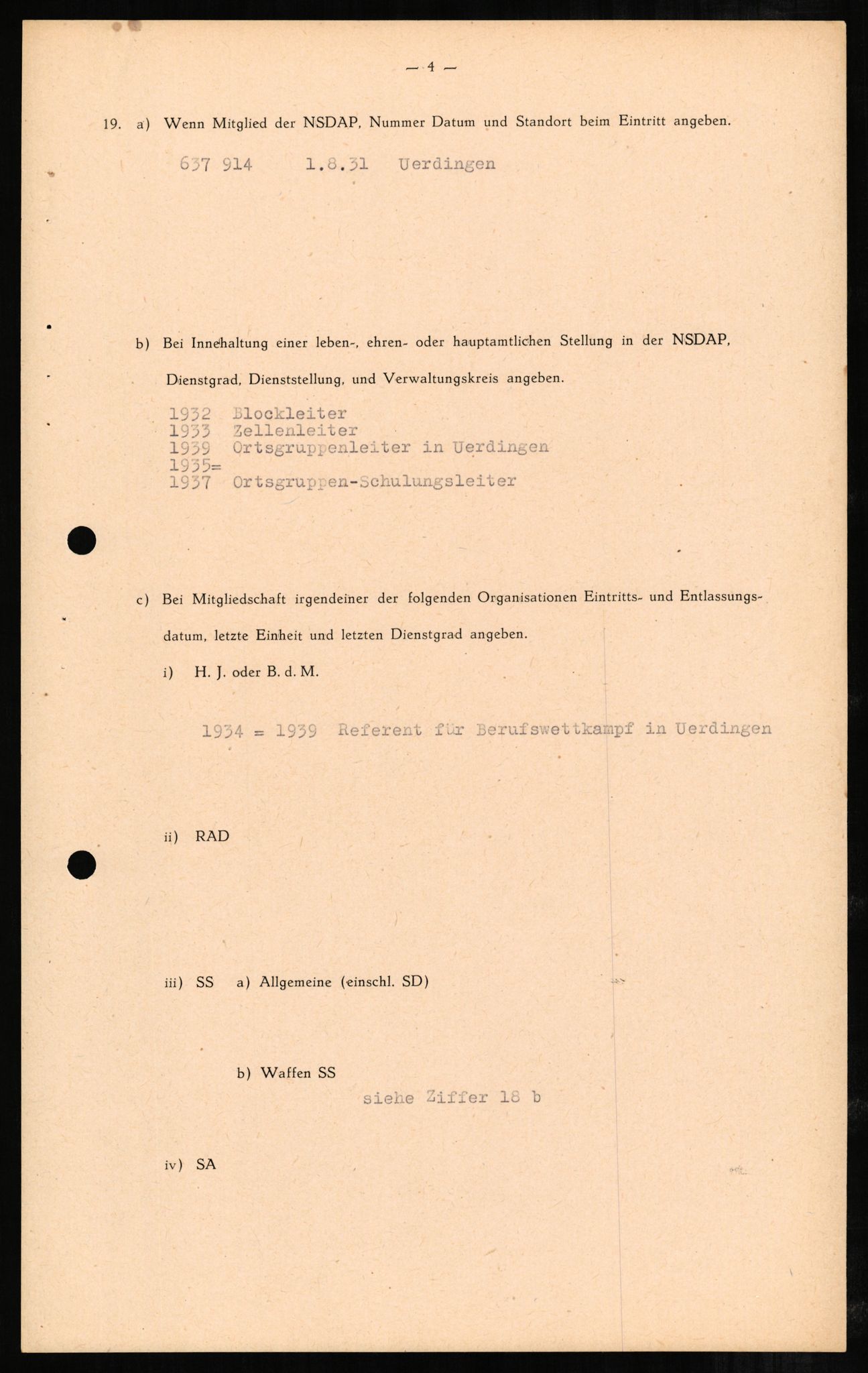 Forsvaret, Forsvarets overkommando II, AV/RA-RAFA-3915/D/Db/L0002: CI Questionaires. Tyske okkupasjonsstyrker i Norge. Tyskere., 1945-1946, s. 36