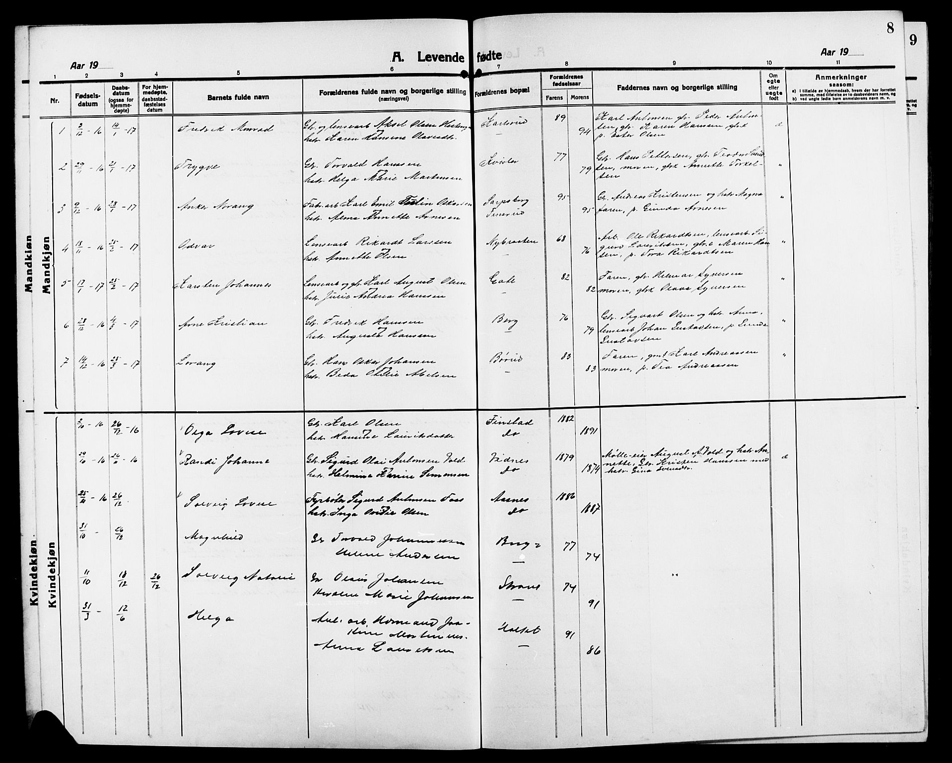 Skiptvet prestekontor Kirkebøker, AV/SAO-A-20009/G/Ga/L0003: Klokkerbok nr. 3, 1916-1924, s. 8