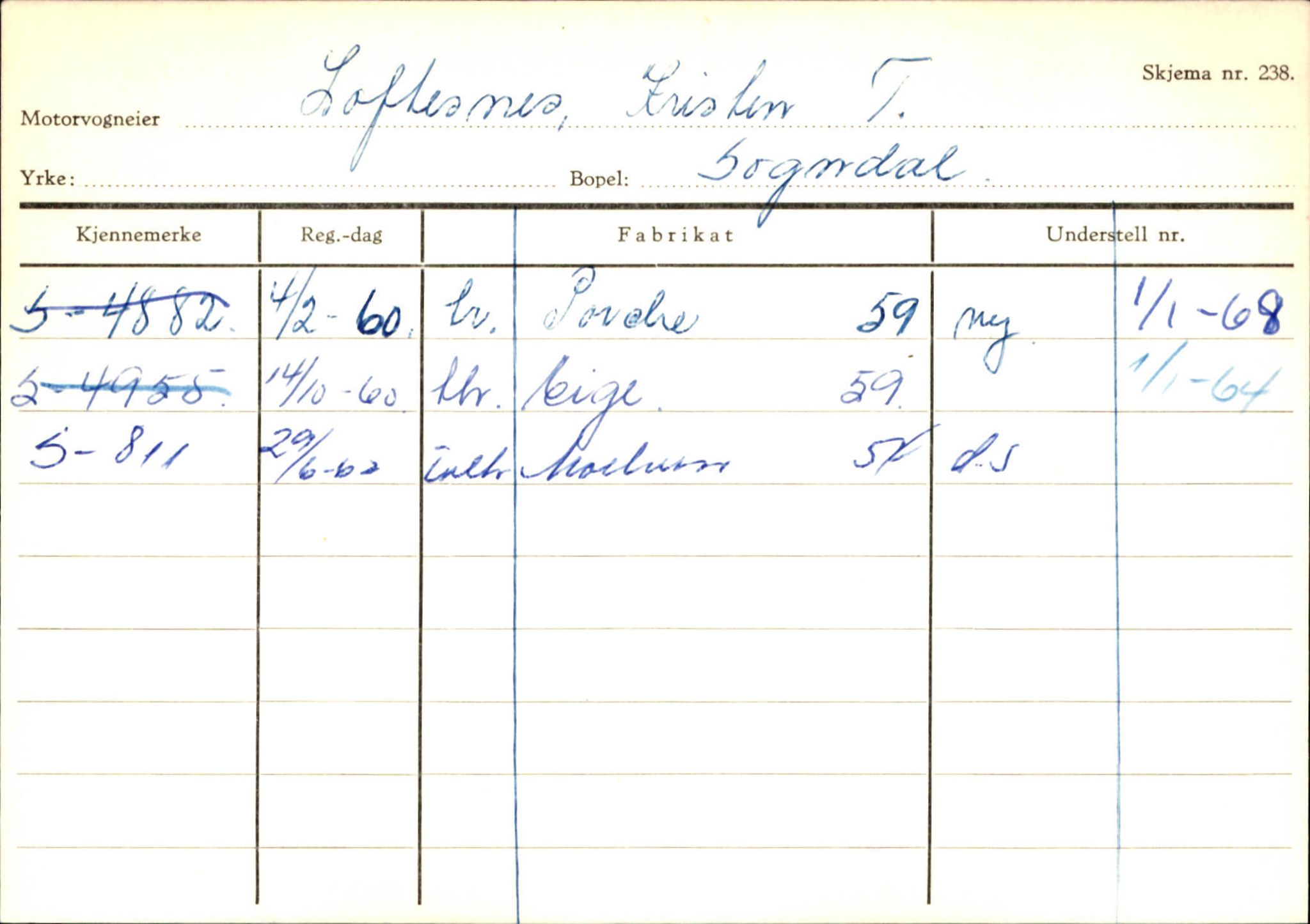 Statens vegvesen, Sogn og Fjordane vegkontor, SAB/A-5301/4/F/L0124: Eigarregister Sogndal A-U, 1945-1975, s. 1581