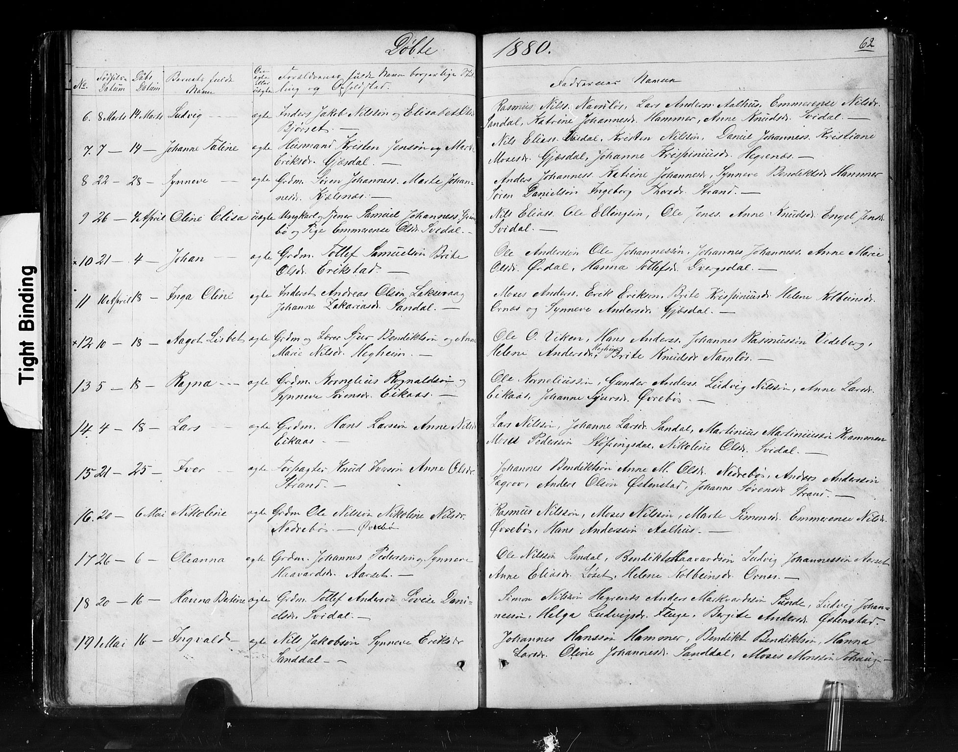 Jølster sokneprestembete, AV/SAB-A-80701/H/Hab/Haba/L0001: Klokkerbok nr. A 1, 1853-1894, s. 62