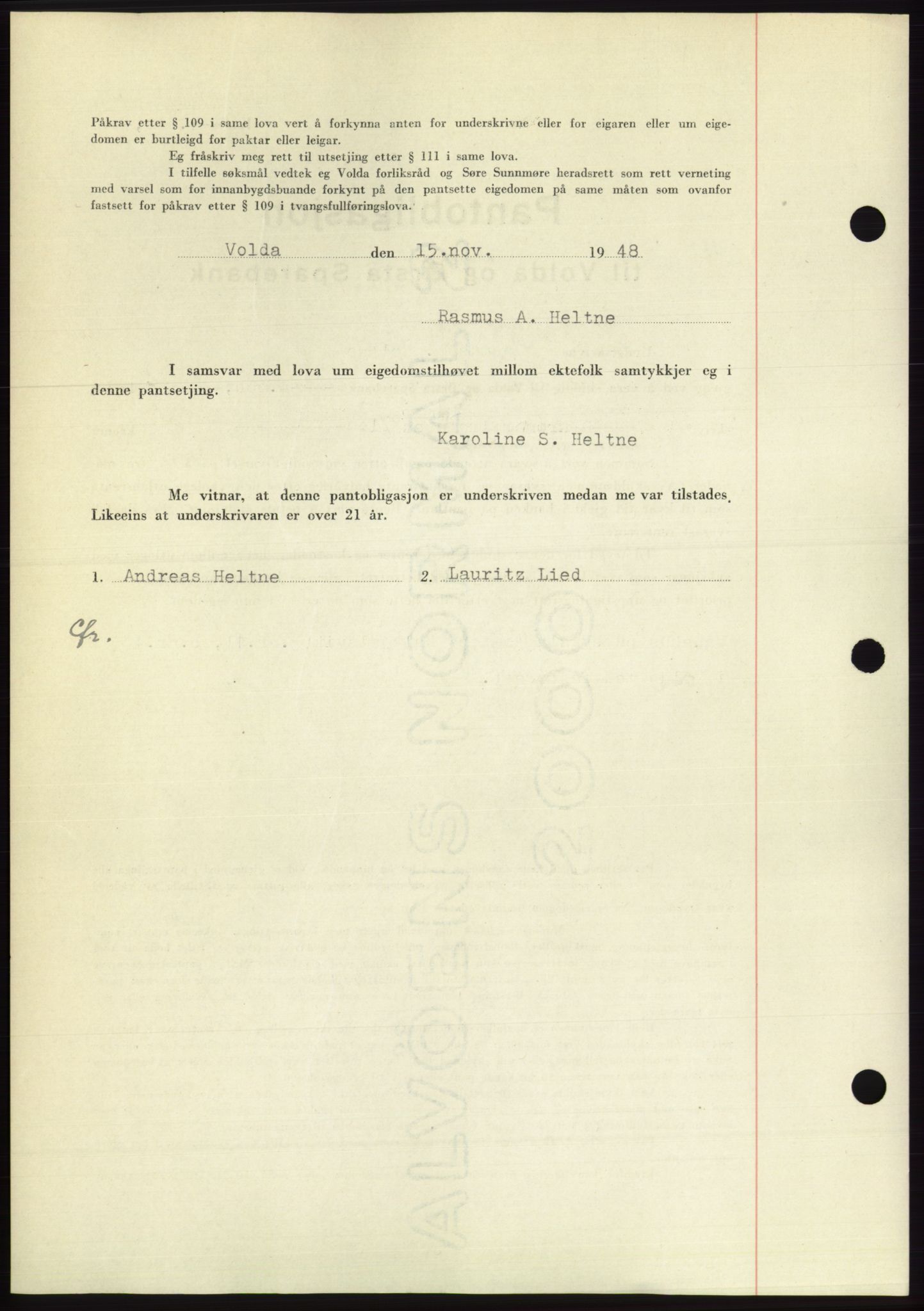 Søre Sunnmøre sorenskriveri, AV/SAT-A-4122/1/2/2C/L0116: Pantebok nr. 4B, 1948-1949, Dagboknr: 1639/1948