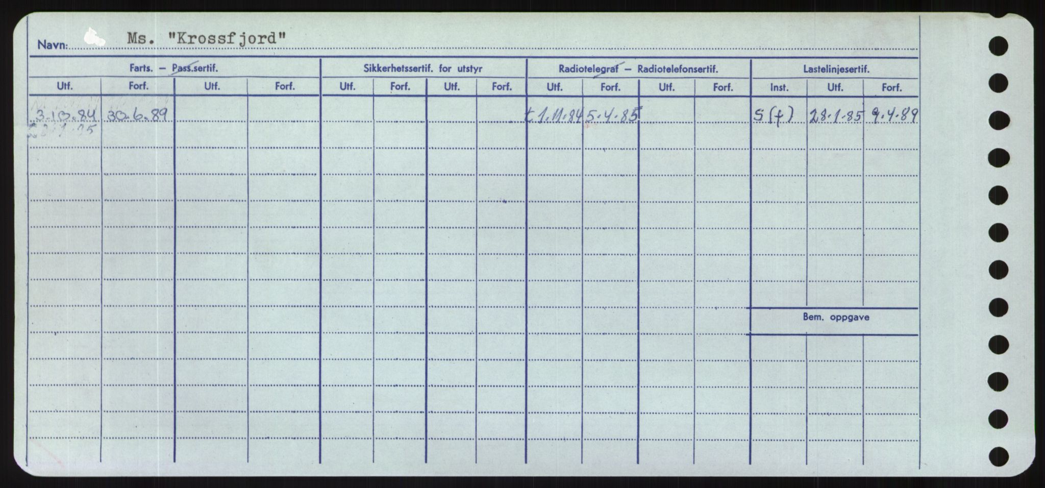 Sjøfartsdirektoratet med forløpere, Skipsmålingen, RA/S-1627/H/Hd/L0021: Fartøy, Kor-Kår, s. 220