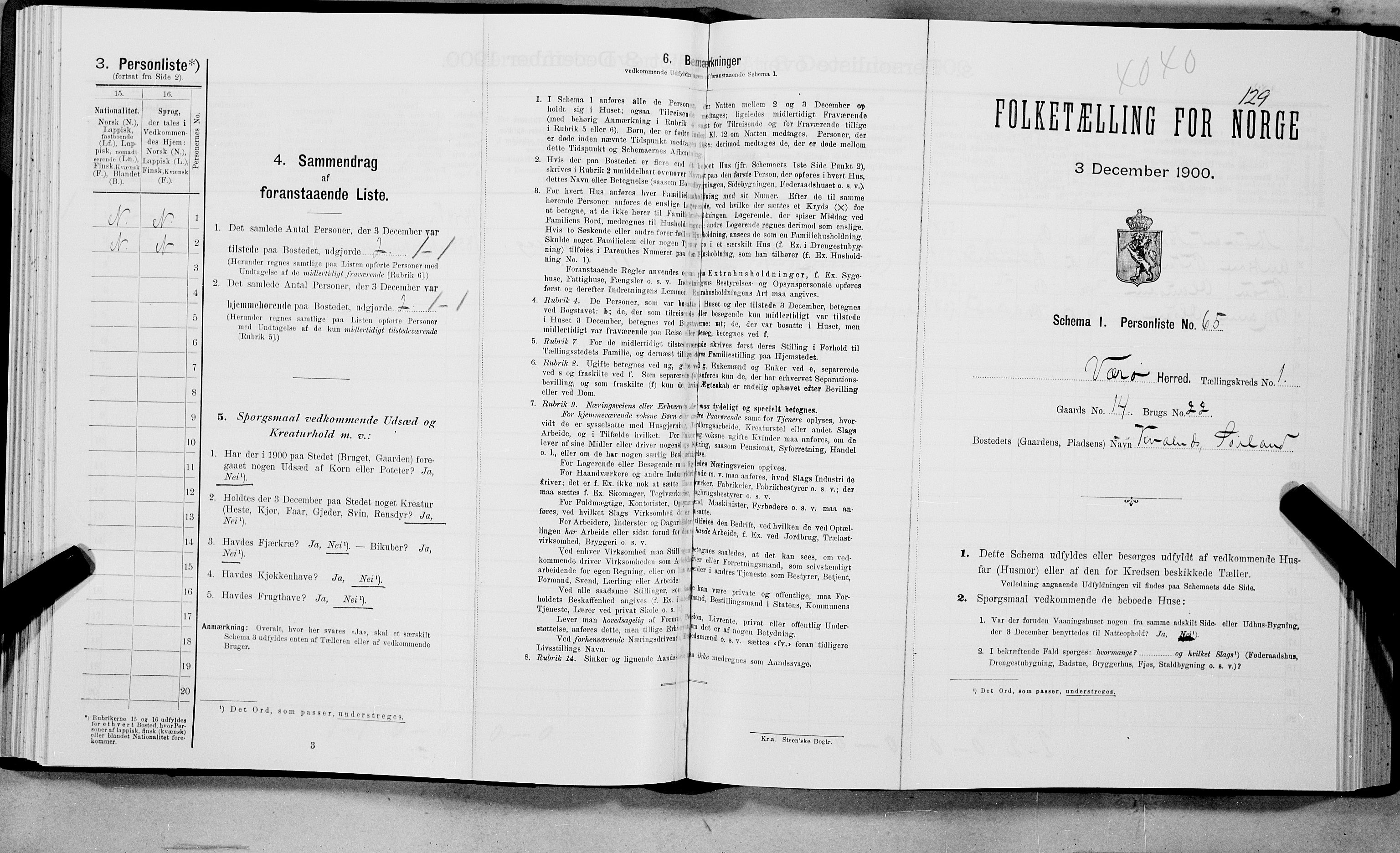 SAT, Folketelling 1900 for 1857 Værøy herred, 1900, s. 138