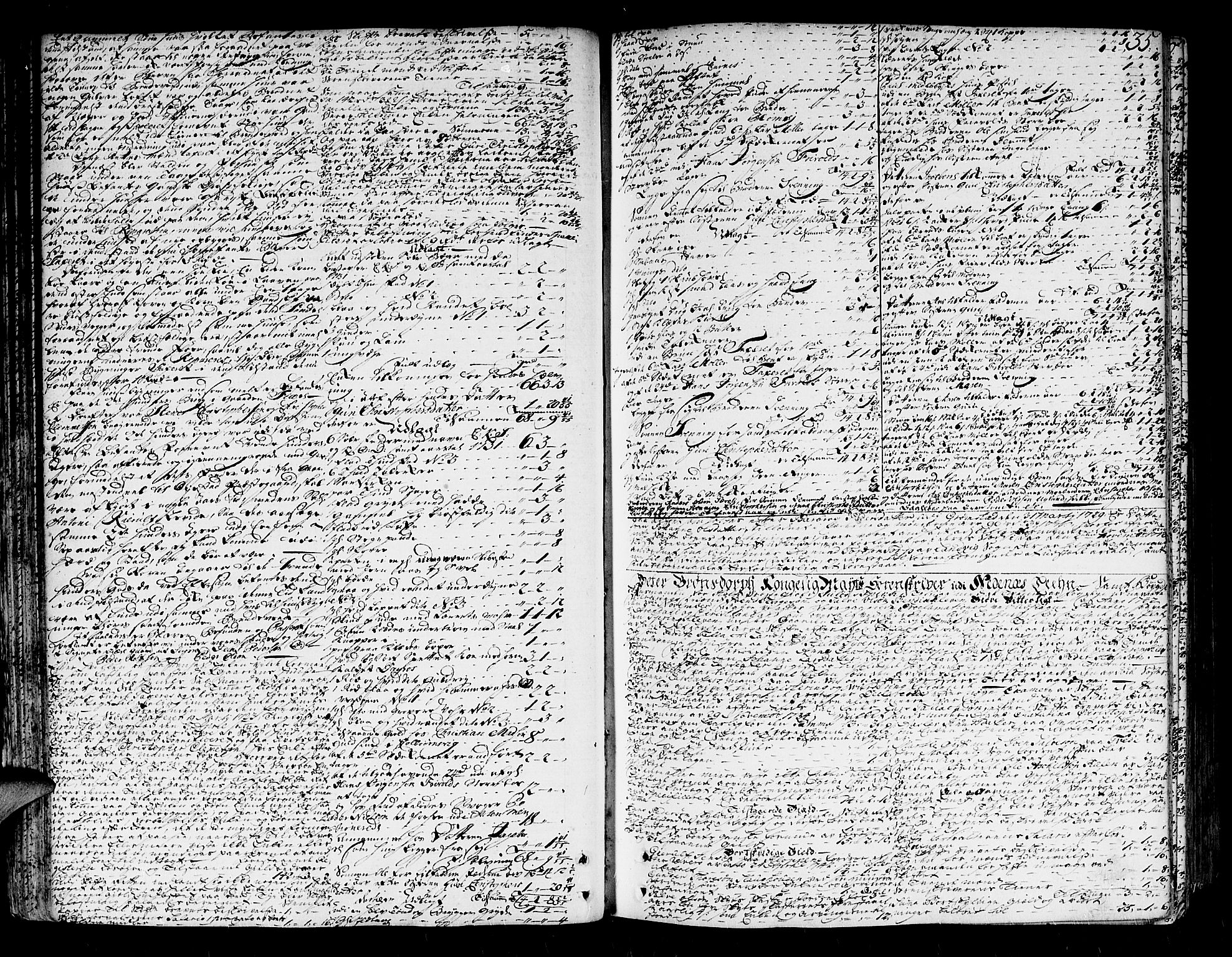 Nedenes sorenskriveri før 1824, SAK/1221-0007/H/Hc/L0022: Skifteprotokoll med register nr 16, 1742-1744, s. 34b-35a