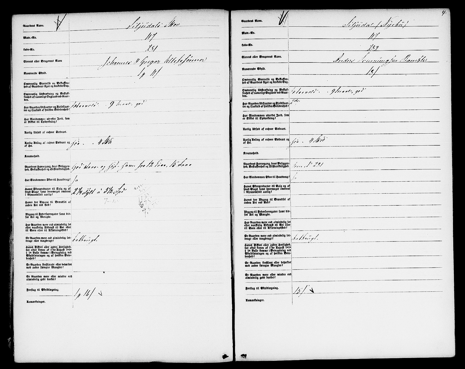 Matrikkelrevisjonen av 1863, AV/RA-S-1530/F/Fe/L0138/0001: Gransherad og Hovin / I. Kommiteens forslag til skylddeling, 1863