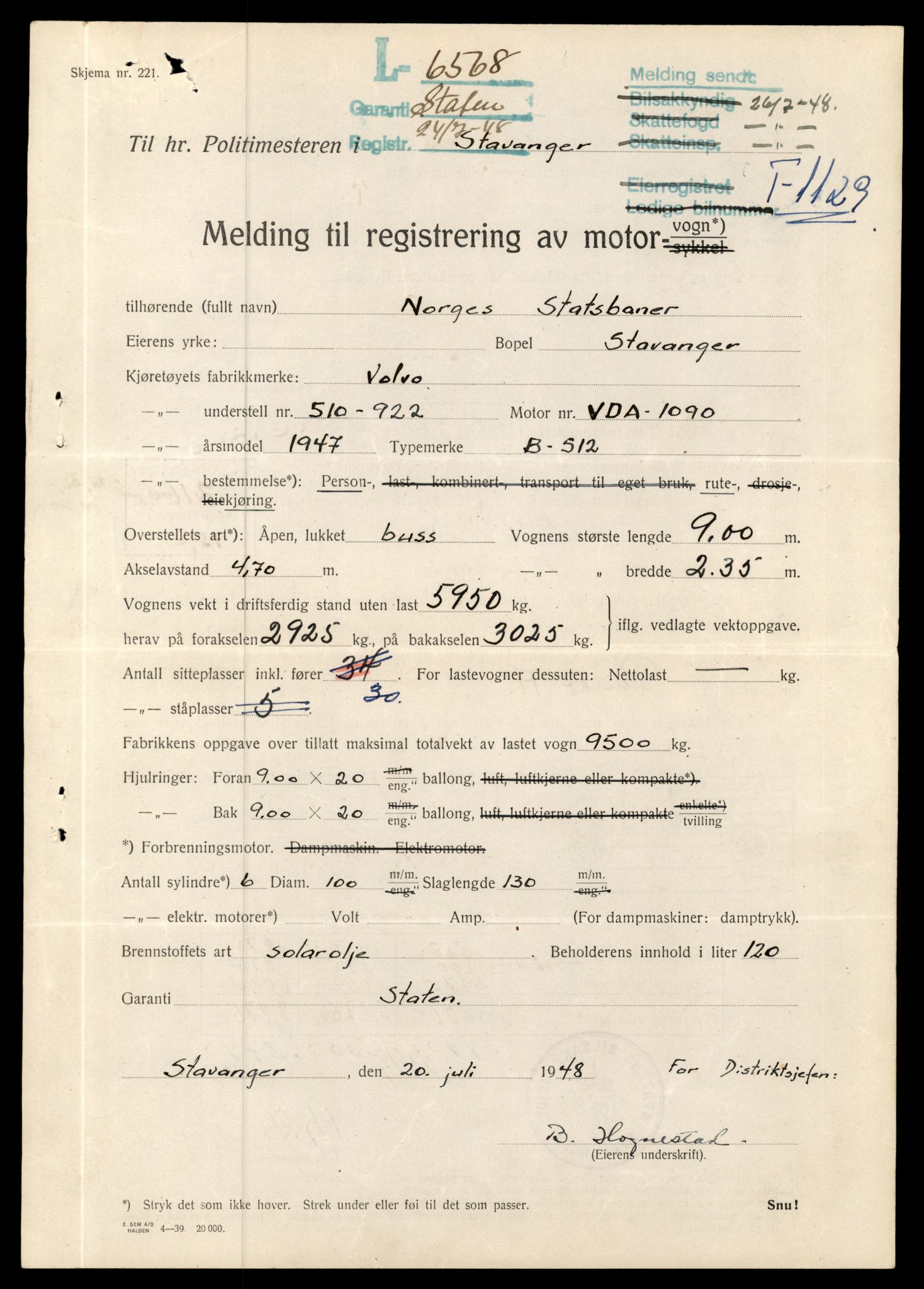 Møre og Romsdal vegkontor - Ålesund trafikkstasjon, SAT/A-4099/F/Fe/L0010: Registreringskort for kjøretøy T 1050 - T 1169, 1927-1998, s. 2235