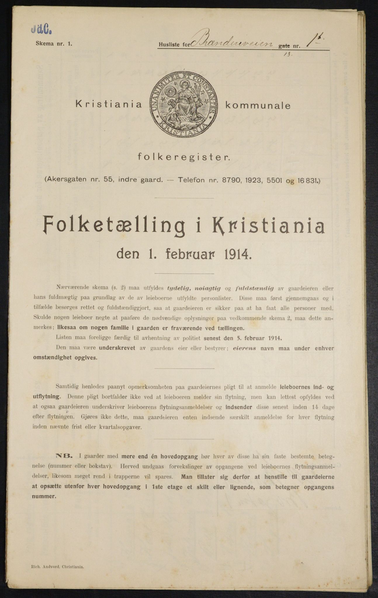 OBA, Kommunal folketelling 1.2.1914 for Kristiania, 1914, s. 8680