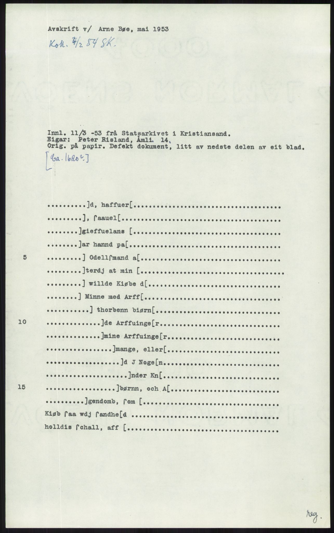 Samlinger til kildeutgivelse, Diplomavskriftsamlingen, AV/RA-EA-4053/H/Ha, s. 917