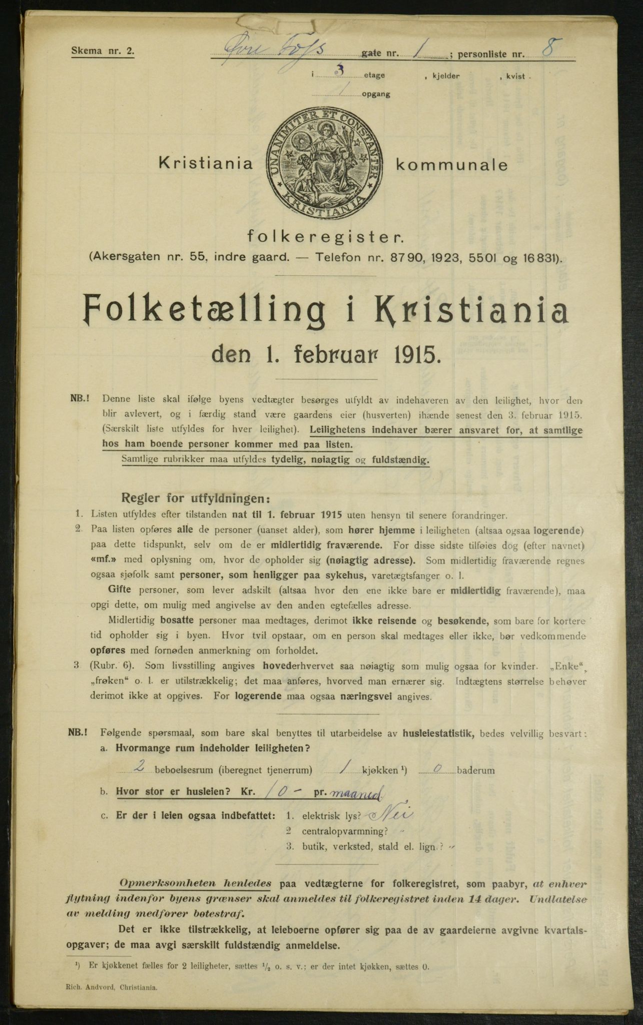 OBA, Kommunal folketelling 1.2.1915 for Kristiania, 1915, s. 130086