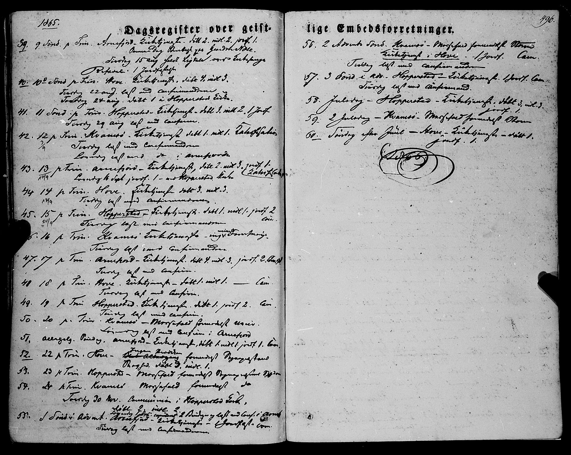 Vik sokneprestembete, AV/SAB-A-81501/H/Haa/Haaa/L0008: Ministerialbok nr. A 8, 1846-1865, s. 496