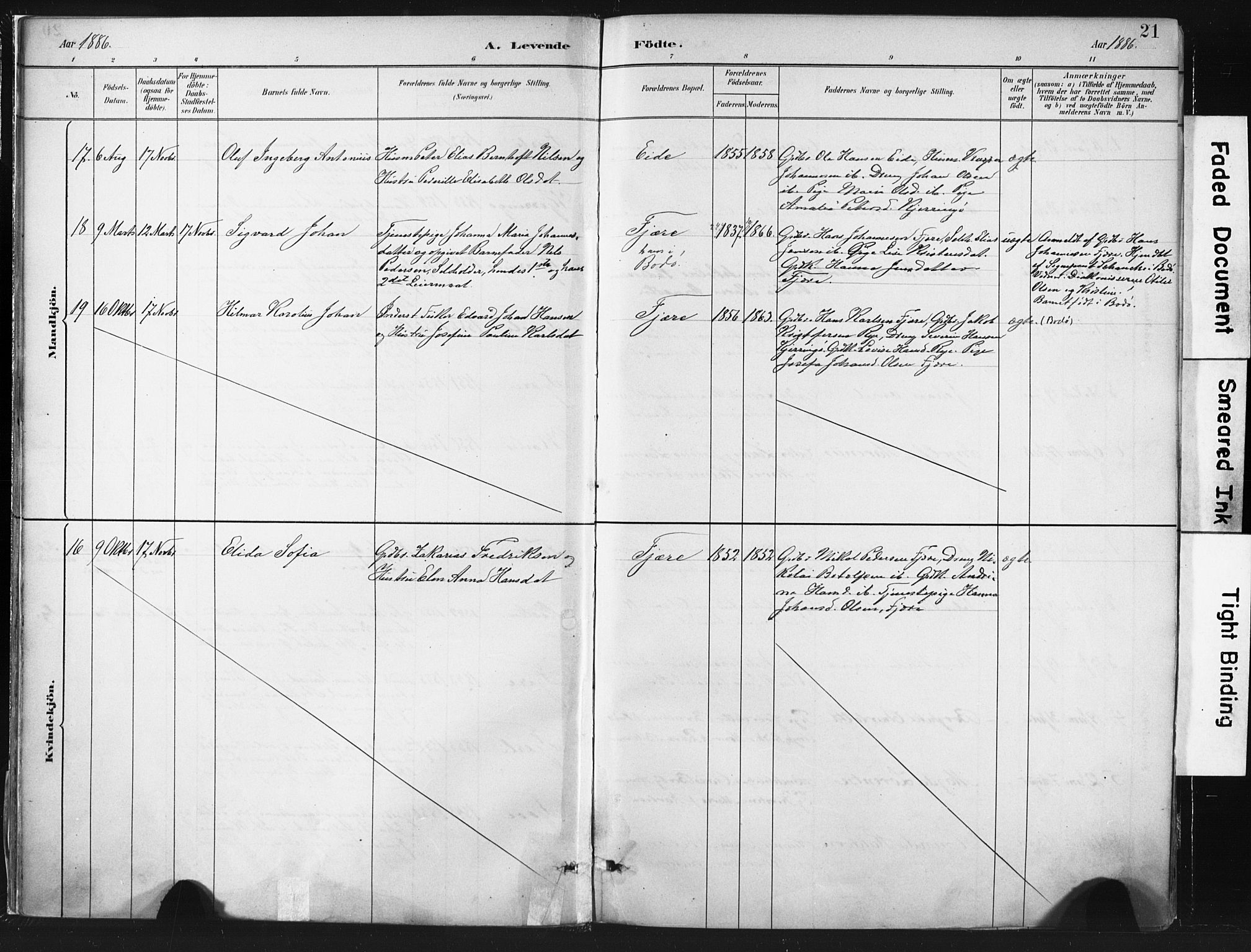 Ministerialprotokoller, klokkerbøker og fødselsregistre - Nordland, AV/SAT-A-1459/803/L0071: Ministerialbok nr. 803A01, 1881-1897, s. 21