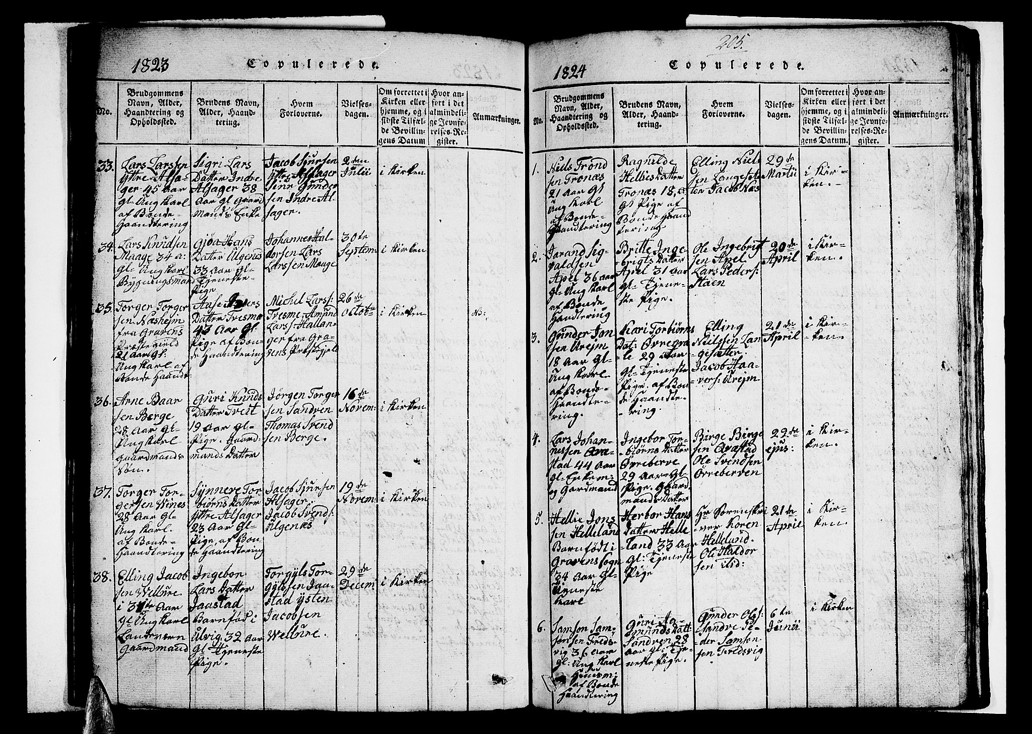 Ullensvang sokneprestembete, SAB/A-78701/H/Hab: Klokkerbok nr. A 3, 1817-1825, s. 205