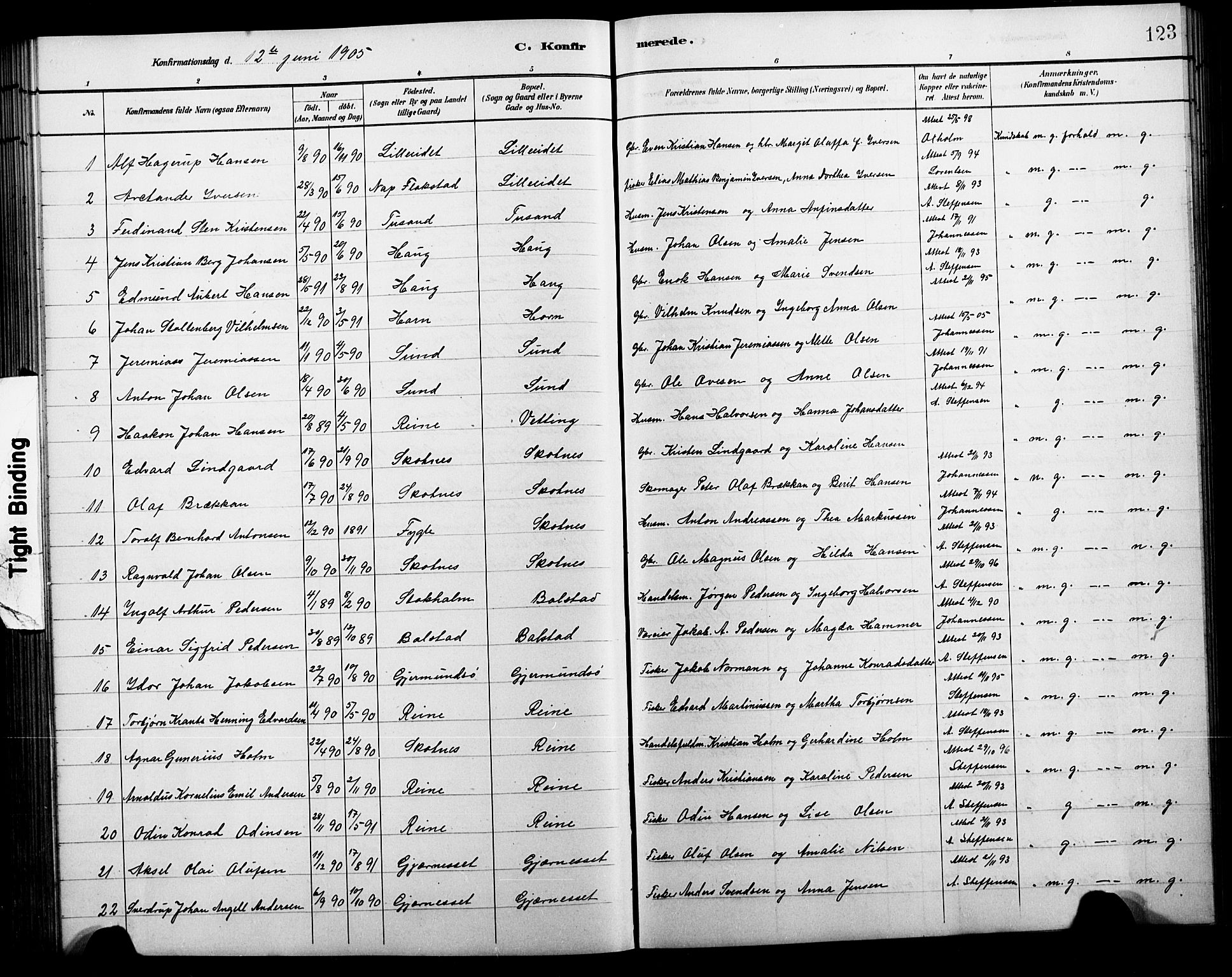 Ministerialprotokoller, klokkerbøker og fødselsregistre - Nordland, SAT/A-1459/881/L1168: Klokkerbok nr. 881C05, 1900-1911, s. 123