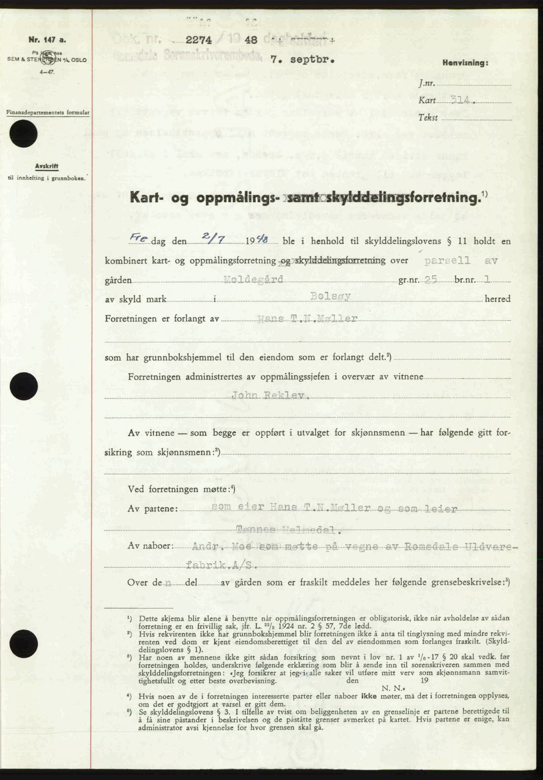 Romsdal sorenskriveri, SAT/A-4149/1/2/2C: Pantebok nr. A27, 1948-1948, Dagboknr: 2274/1948