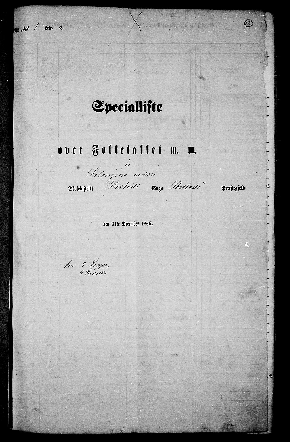 RA, Folketelling 1865 for 1917P Ibestad prestegjeld, 1865, s. 13