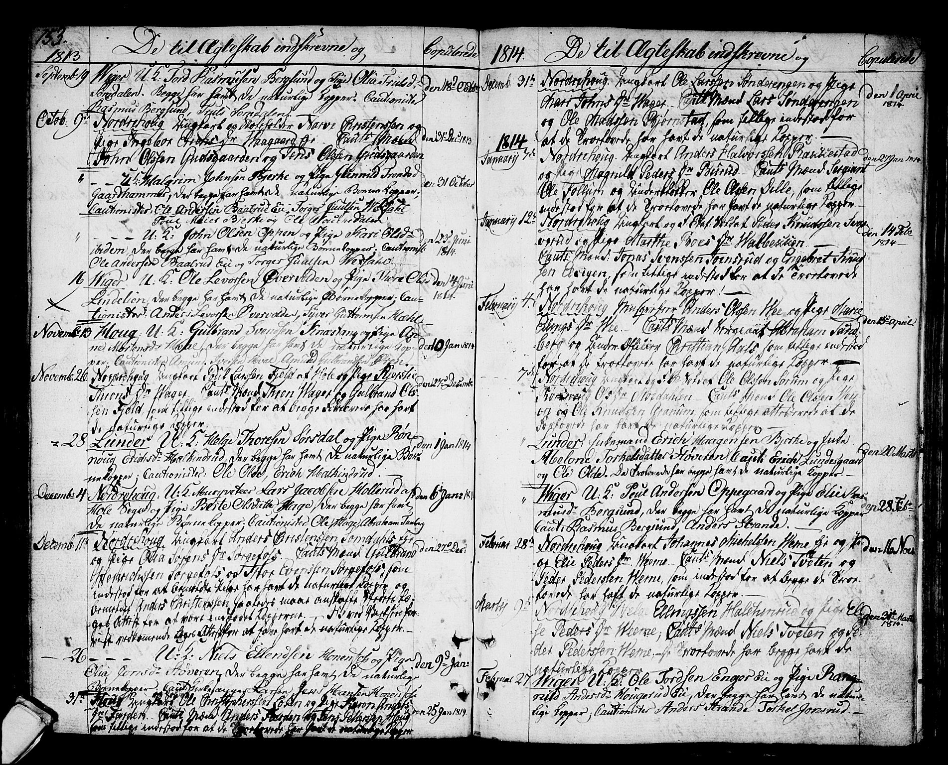 Norderhov kirkebøker, AV/SAKO-A-237/F/Fa/L0007: Ministerialbok nr. 7, 1812-1814, s. 153