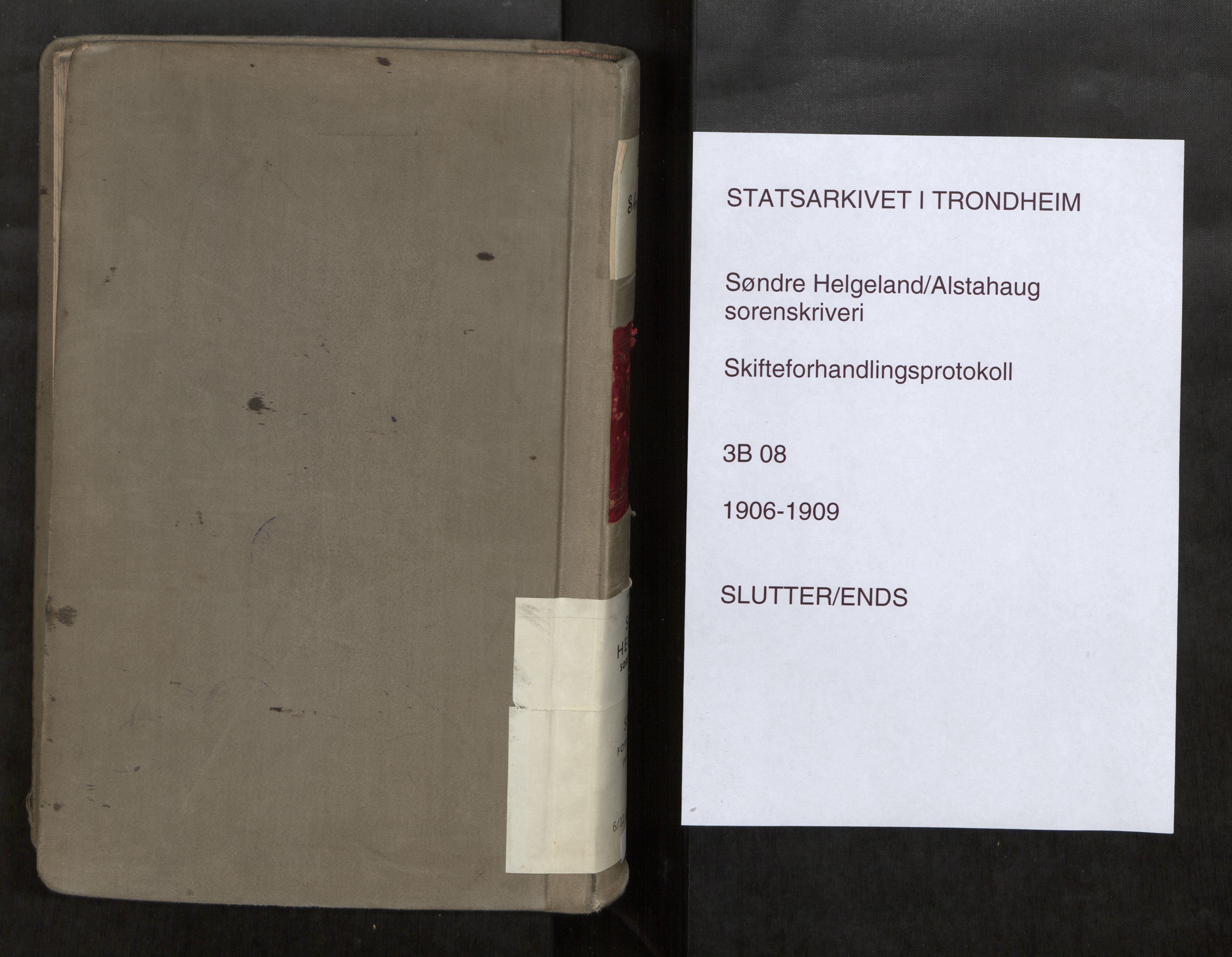 Søndre Helgeland sorenskriveri, SAT/A-4575/1/3/3B/L0008: Skiftebehandlingsprotokoll, 1906-1909