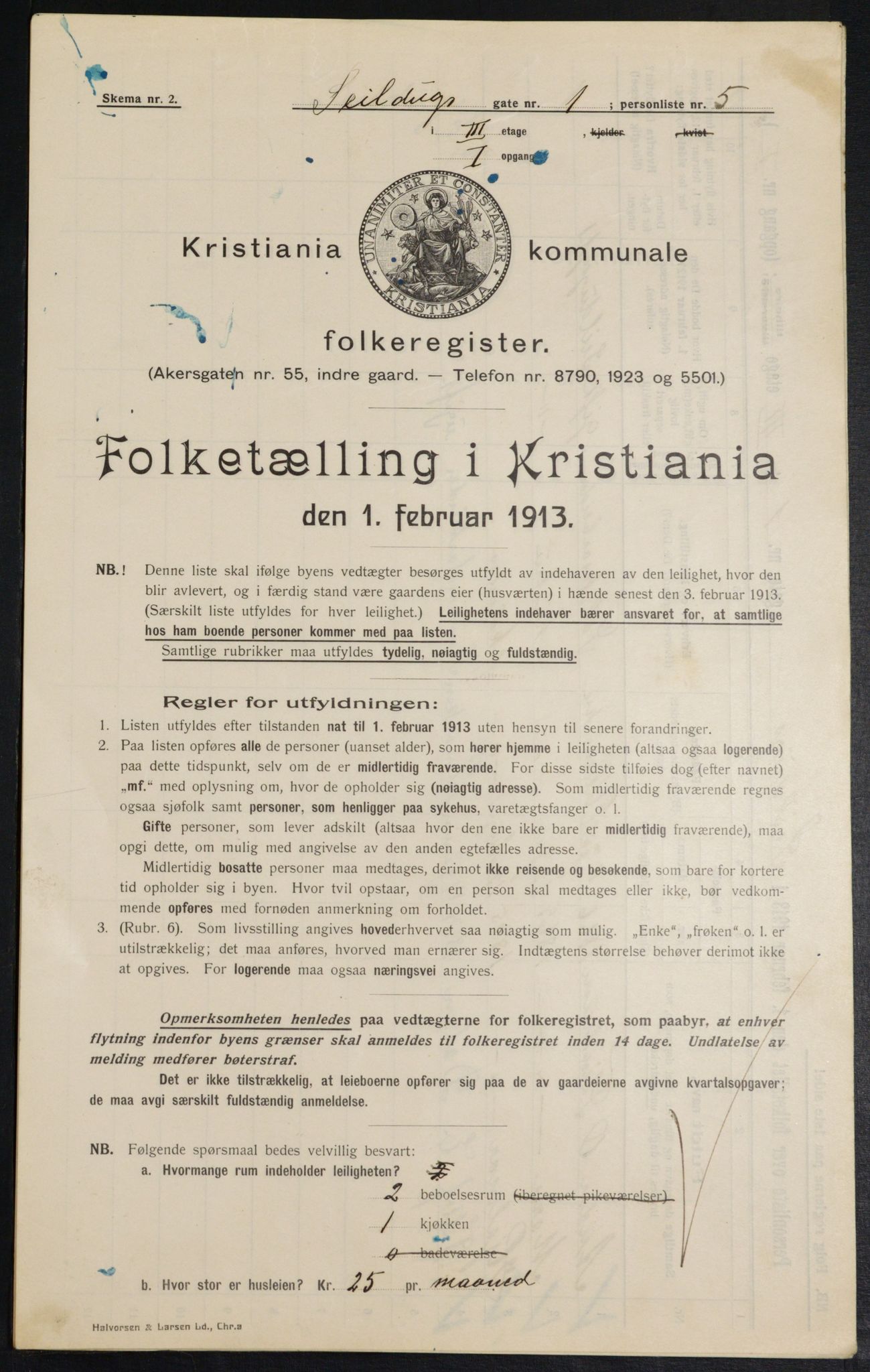 OBA, Kommunal folketelling 1.2.1913 for Kristiania, 1913, s. 93802