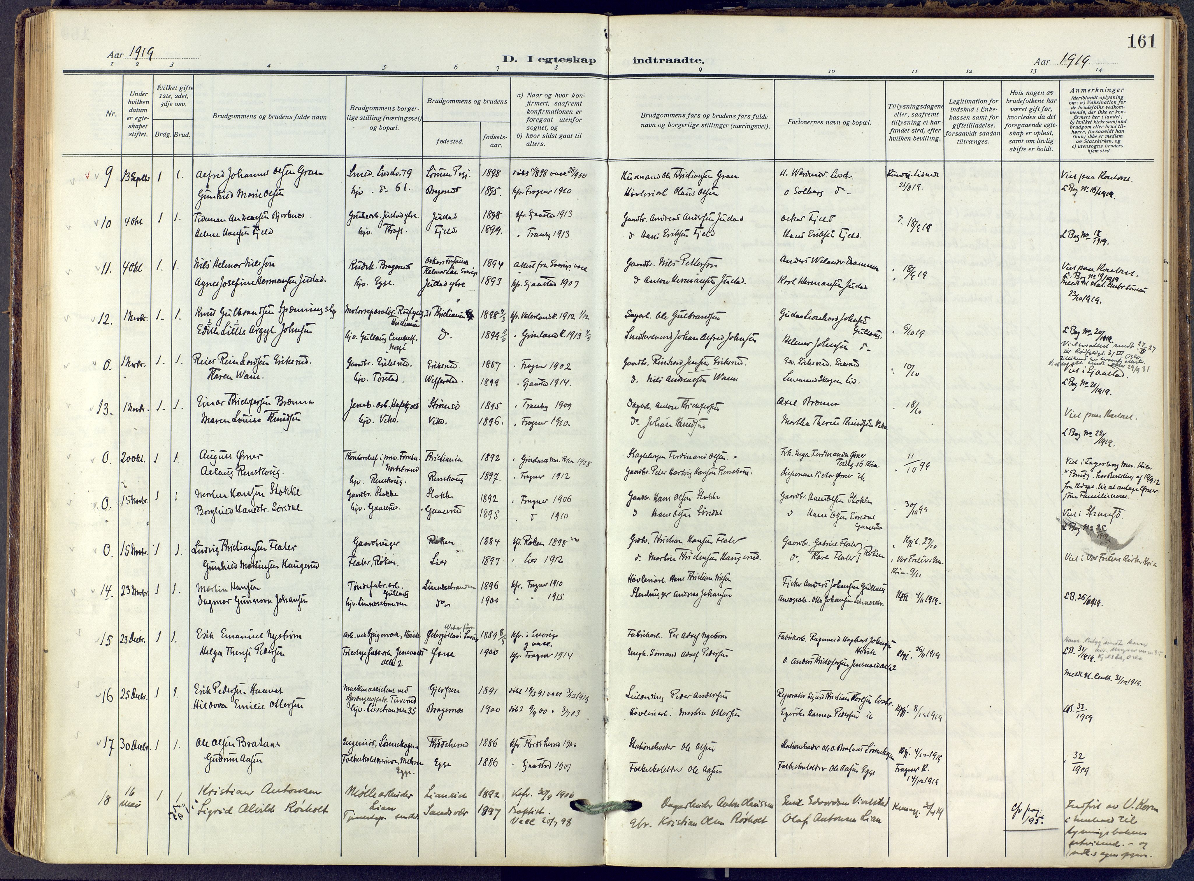 Lier kirkebøker, AV/SAKO-A-230/F/Fa/L0019: Ministerialbok nr. I 19, 1918-1928, s. 161