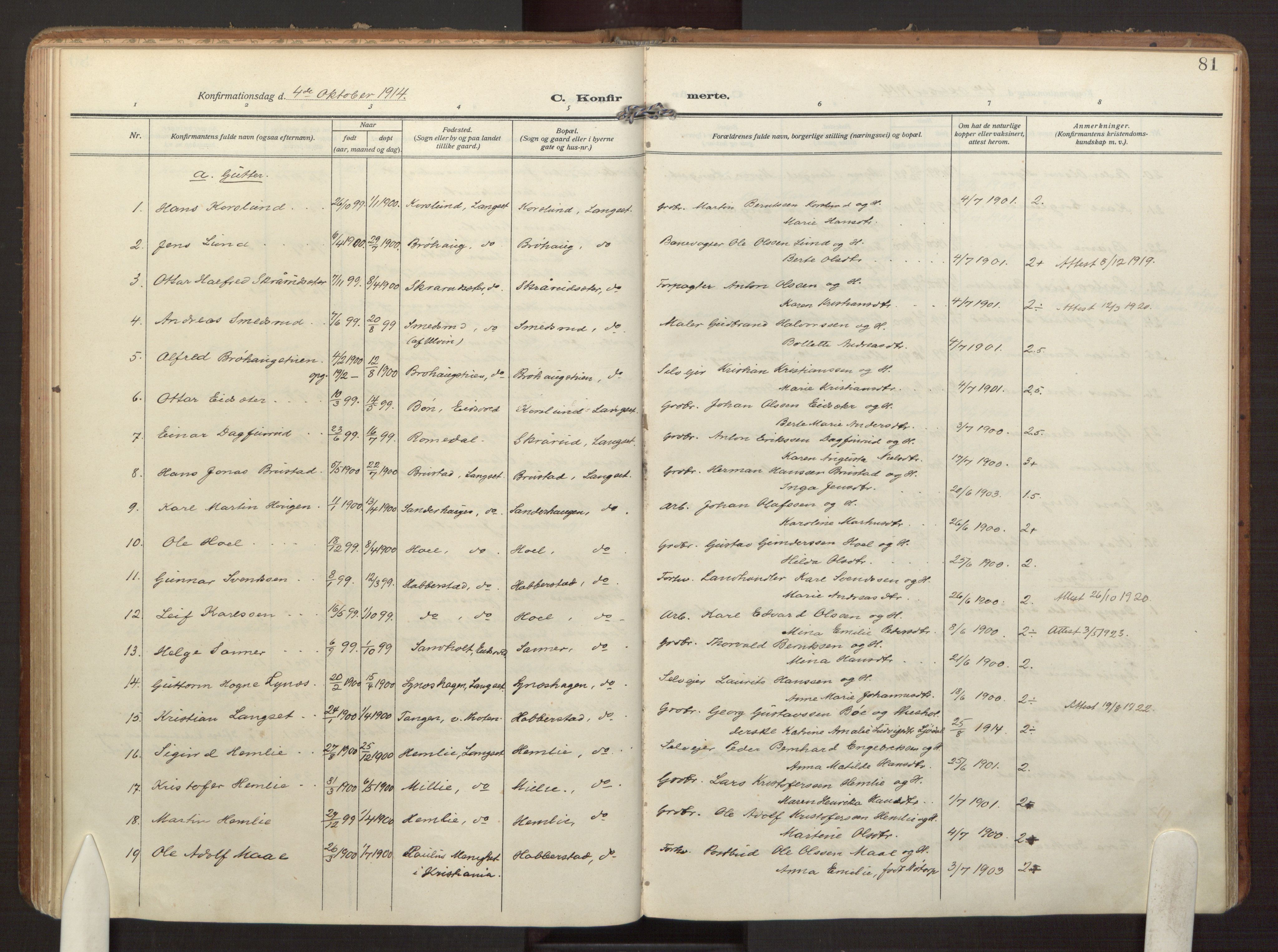 Eidsvoll prestekontor Kirkebøker, AV/SAO-A-10888/F/Fb/L0004: Ministerialbok nr. II 4, 1909-1919, s. 81