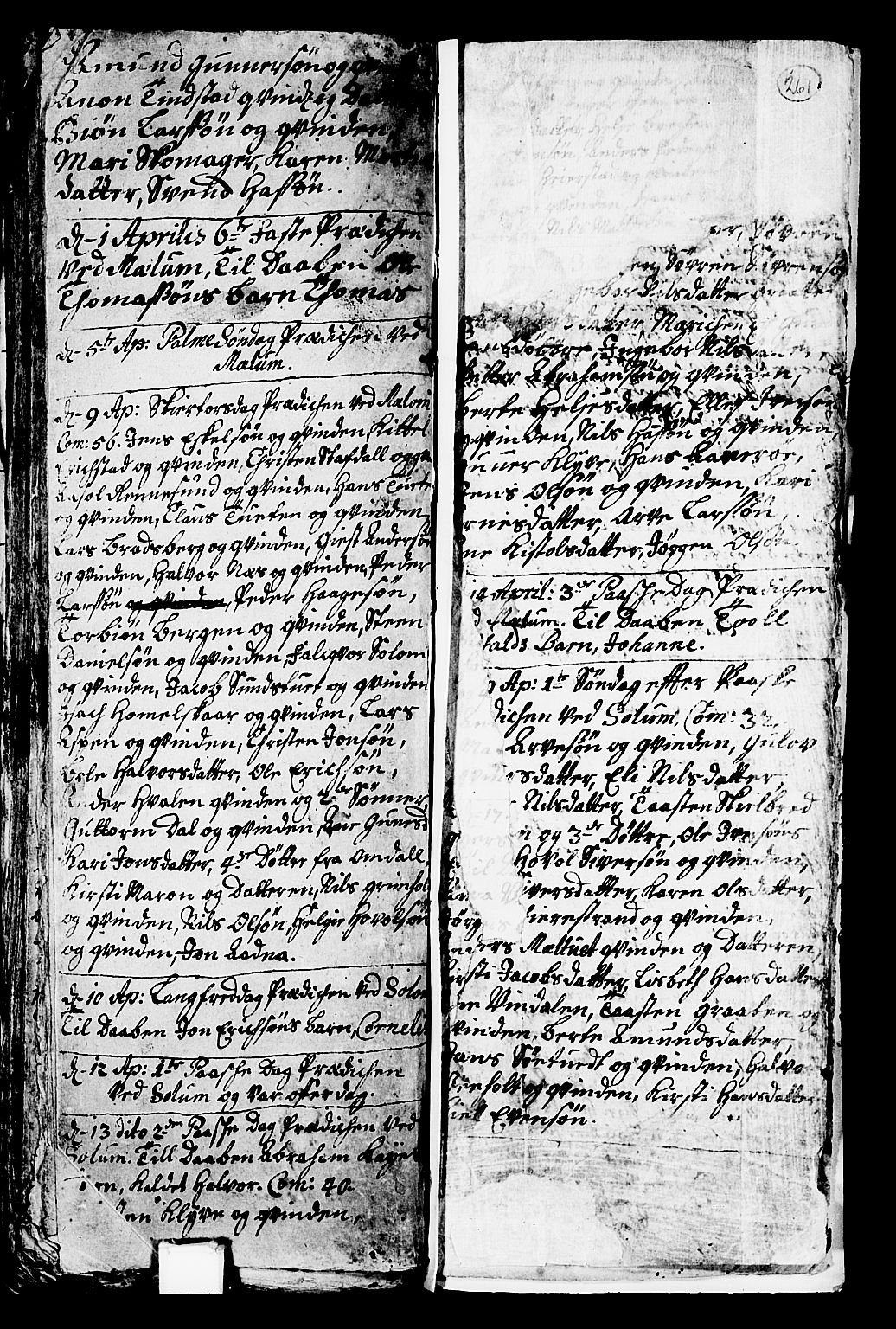 Solum kirkebøker, SAKO/A-306/F/Fa/L0001: Ministerialbok nr. I 1, 1701-1716, s. 261
