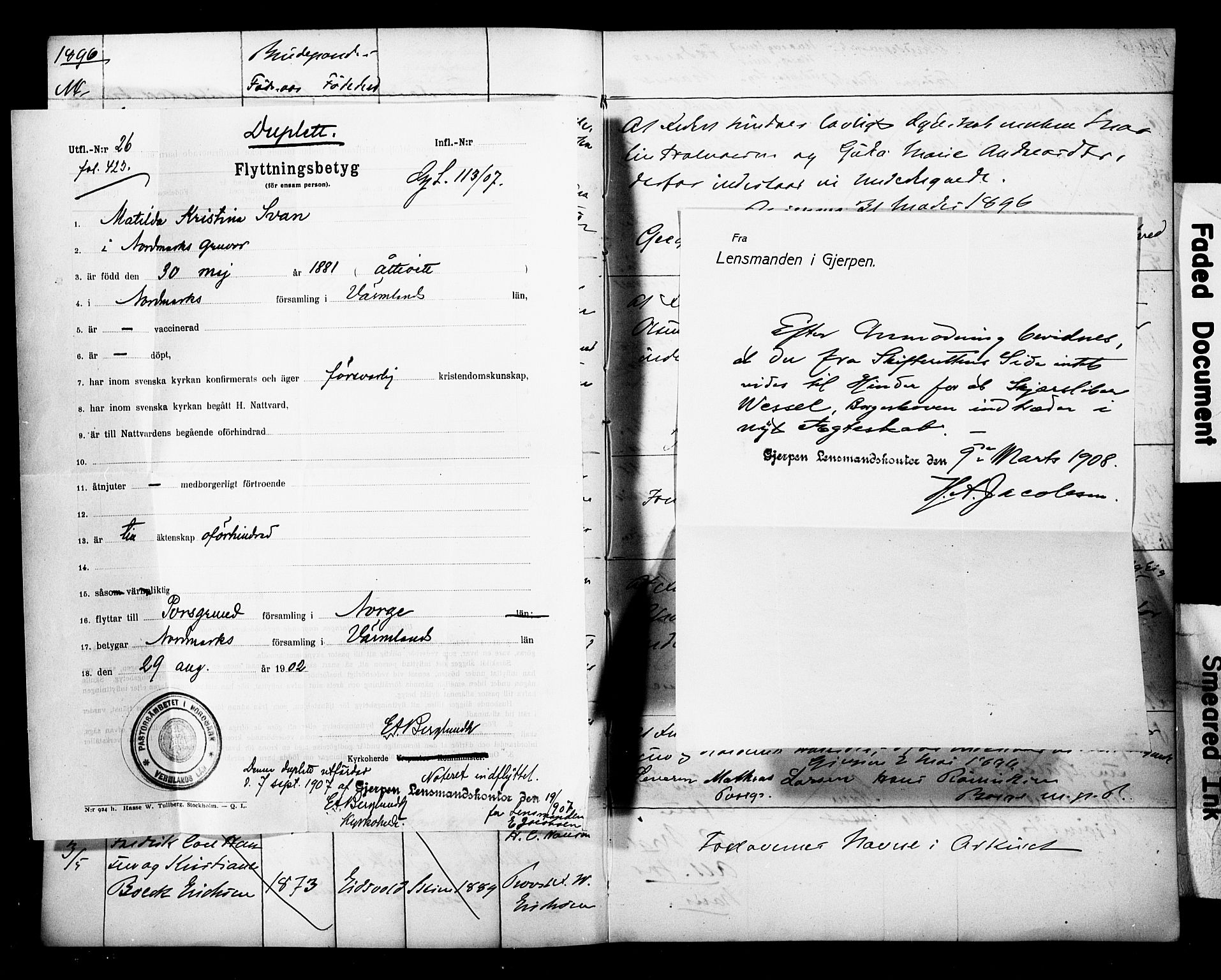 Gjerpen kirkebøker, AV/SAKO-A-265/H/Ha/L0001: Lysningsprotokoll nr. I 1, 1896-1908