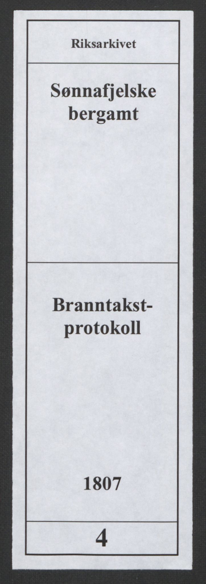 Sønnafjelske bergamt , SAKO/EA-5262/K/L0003: Branntakstprotokoll, 1807