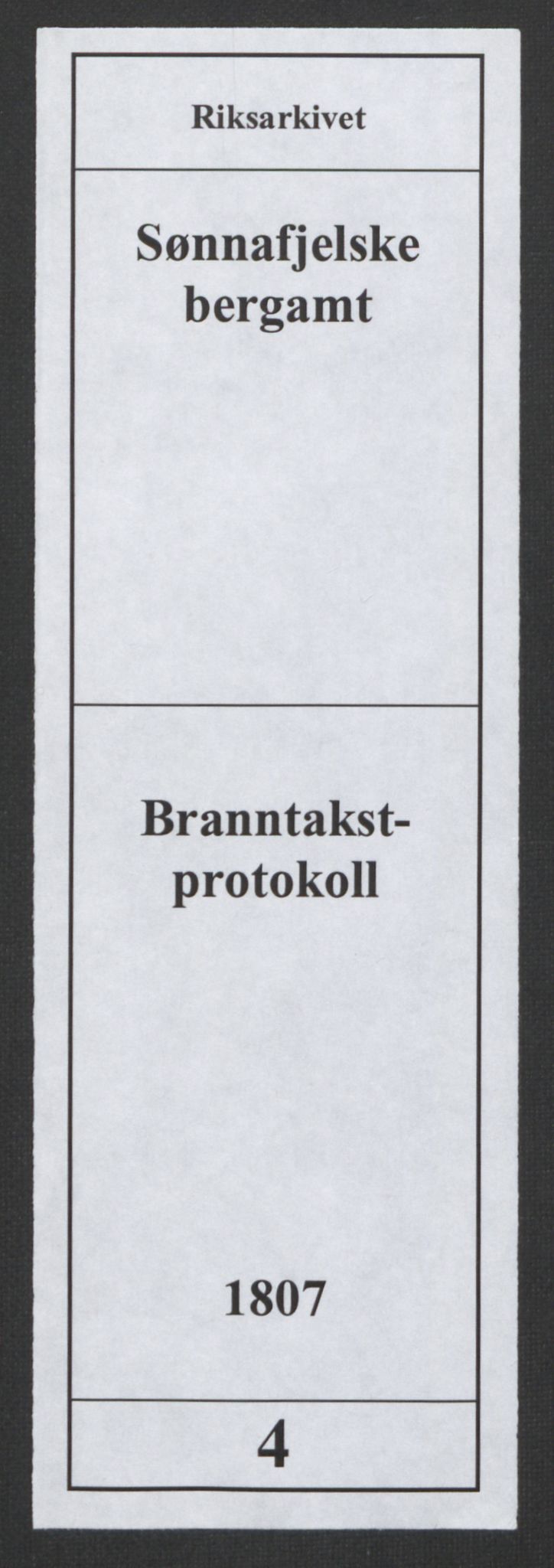 Sønnafjelske bergamt , AV/SAKO-EA-5262/K/L0003: Branntakstprotokoll, 1807