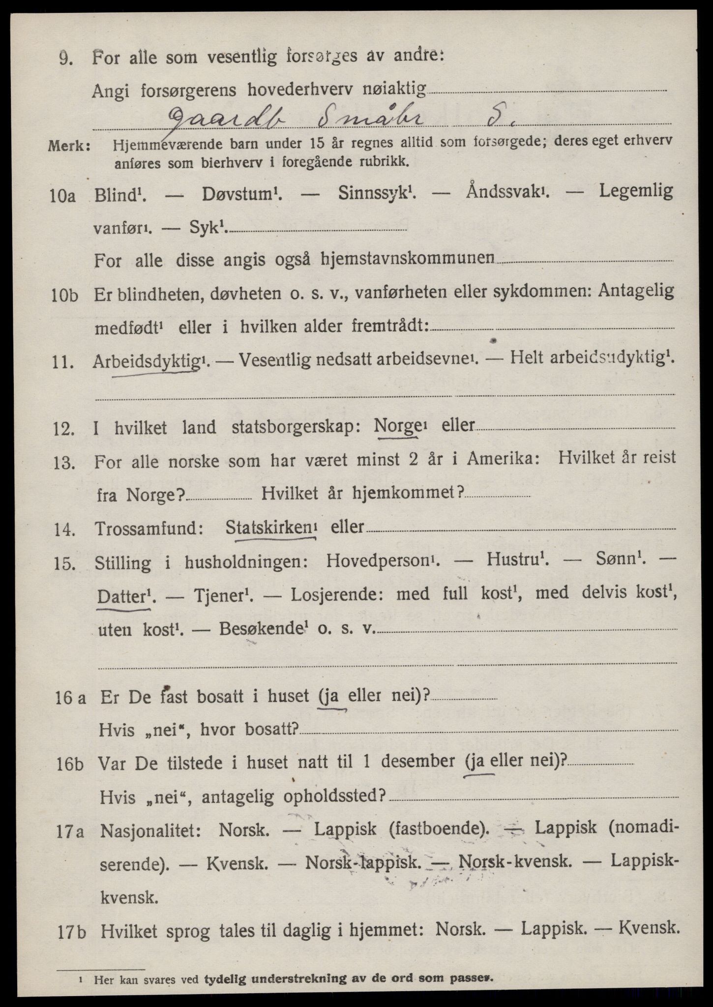 SAT, Folketelling 1920 for 1616 Fillan herred, 1920, s. 2303