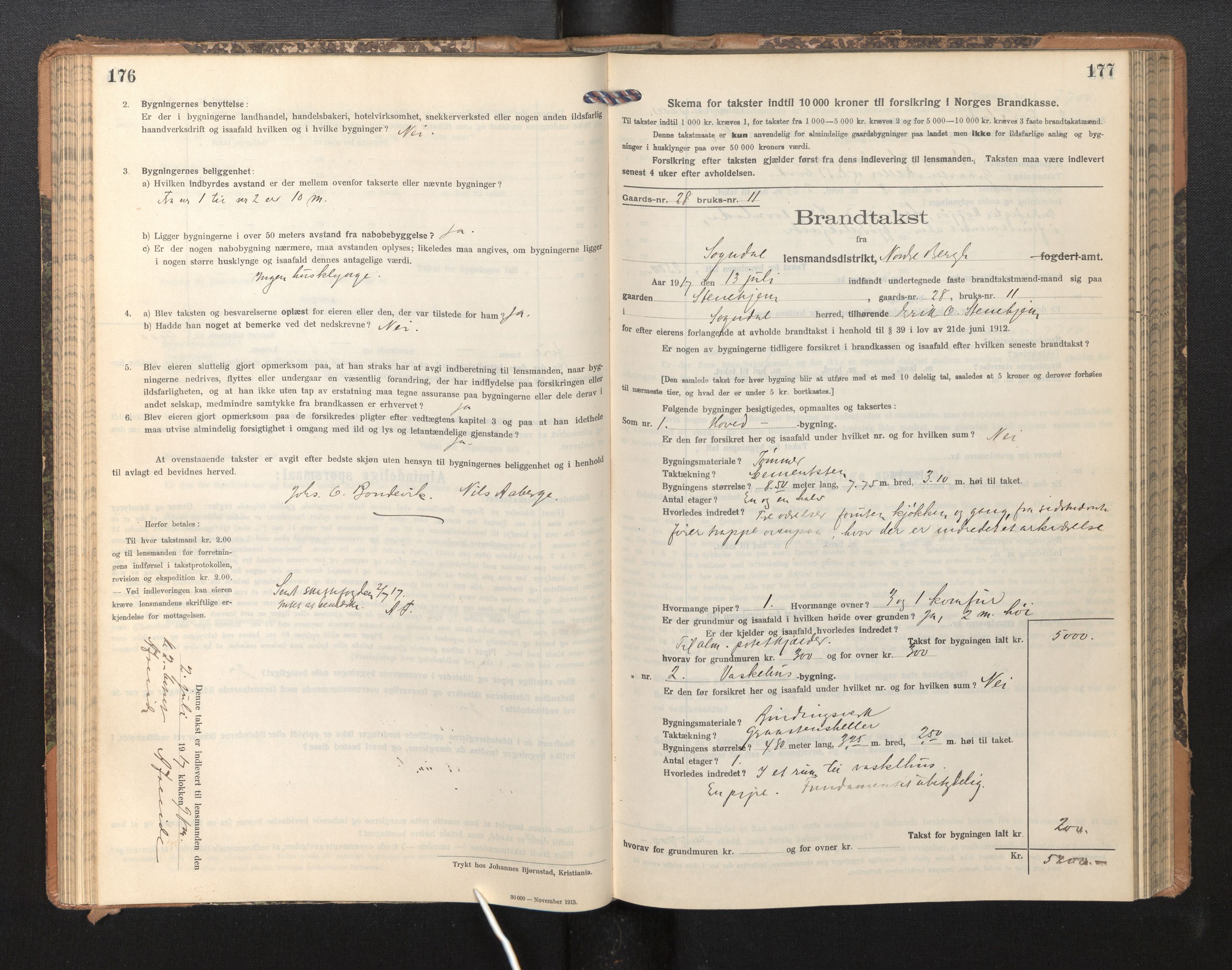 Lensmannen i Sogndal, AV/SAB-A-29901/0012/L0011: Branntakstprotokoll, skjematakst, 1914-1922, s. 176-177