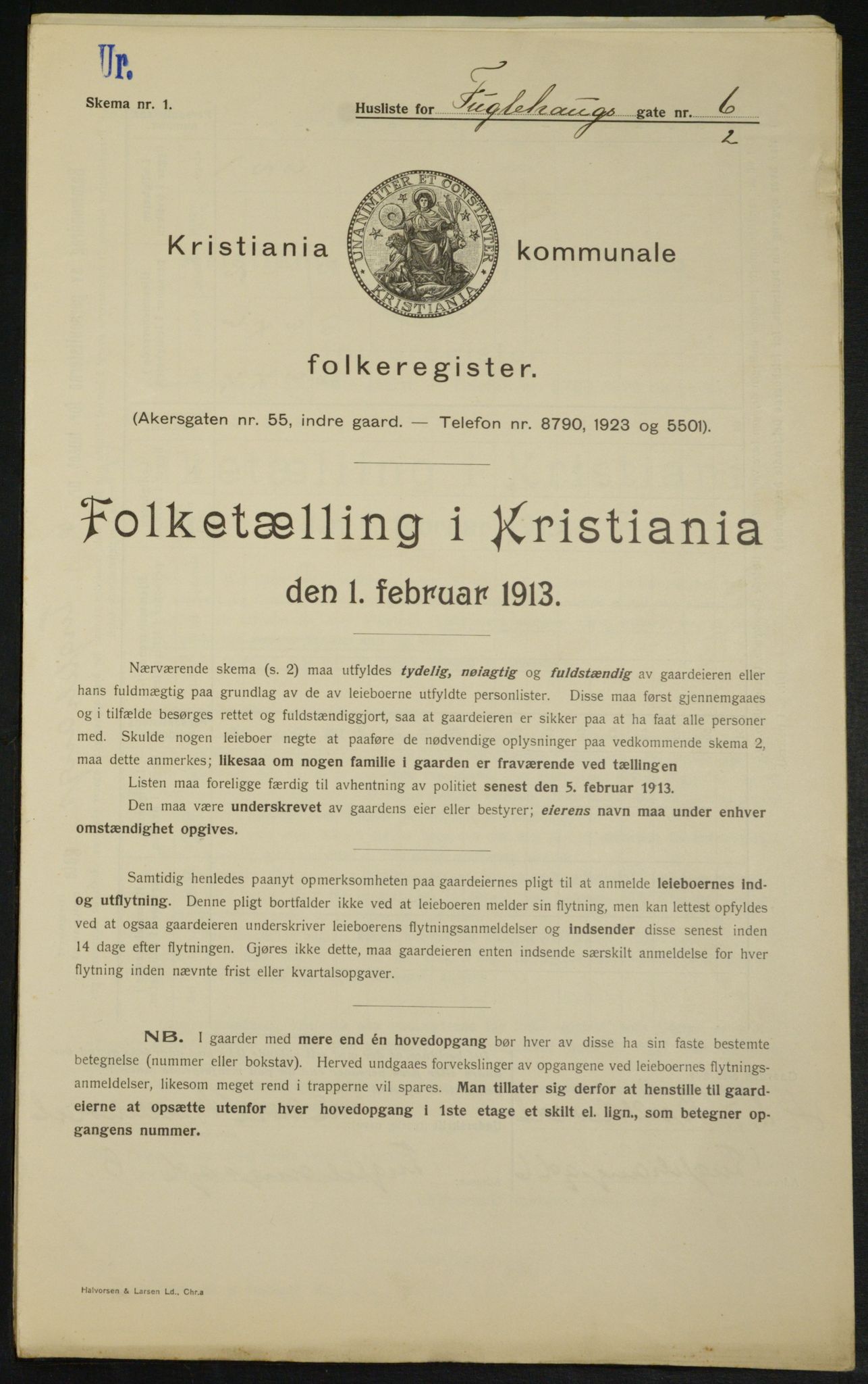 OBA, Kommunal folketelling 1.2.1913 for Kristiania, 1913, s. 28497